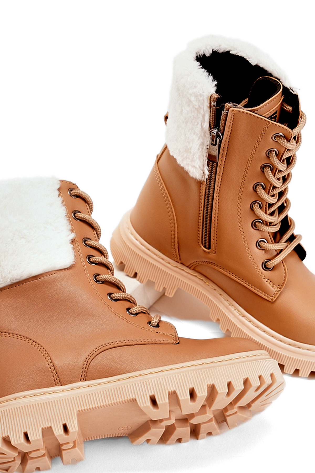 Kız Çocuk Nude Termo Taban Kürk Detaylı Bağcıklı ve Fermuarlı Uzun Bot - Görsel 3