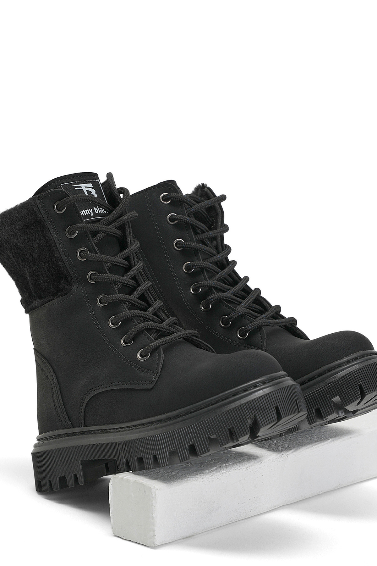 Kız Çocuk Siyah Termo Taban Kürk Detaylı Bağcıklı ve Fermuarlı Uzun Bot - Görsel 5