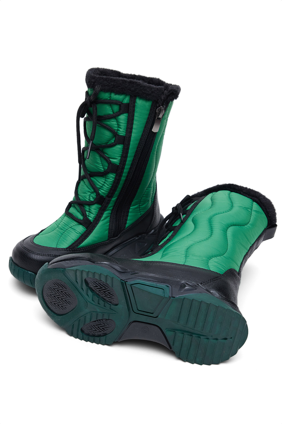 Çocuk Unisex Haki Rahat Kalıp Spor Taban Bağcık Detaylı Kar Botu - Görsel 6