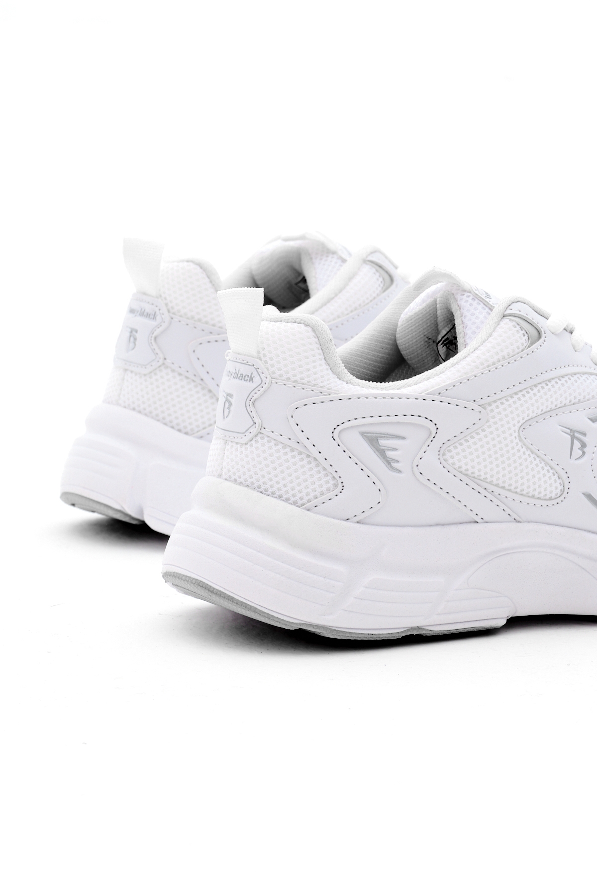 Unisex Beyaz Rahat Kalıp Yüksek Faylon Taban Bağcıklı Spor Ayakkabı - Görsel 6