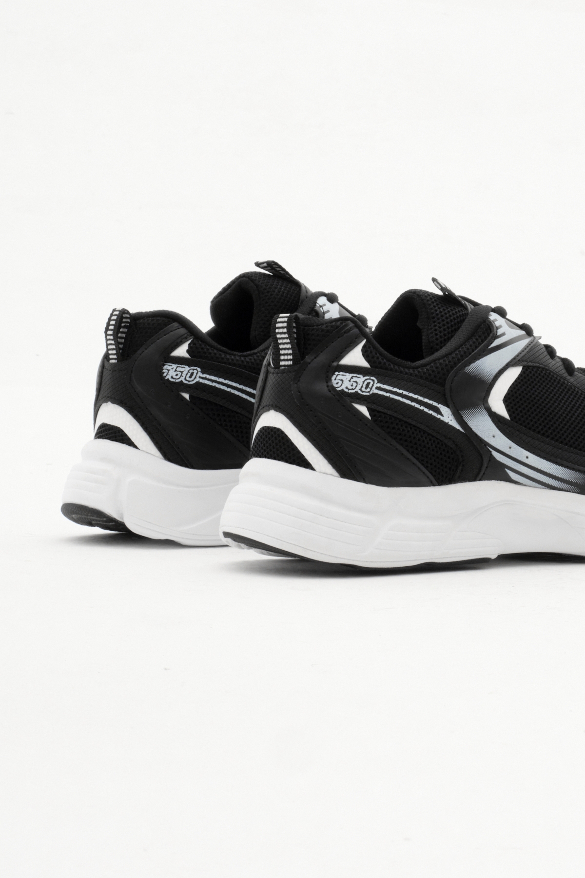 Unisex Siyah Rahat Kalıp Faylon Taban Bağcıklı Spor Ayakkabı - Görsel 6
