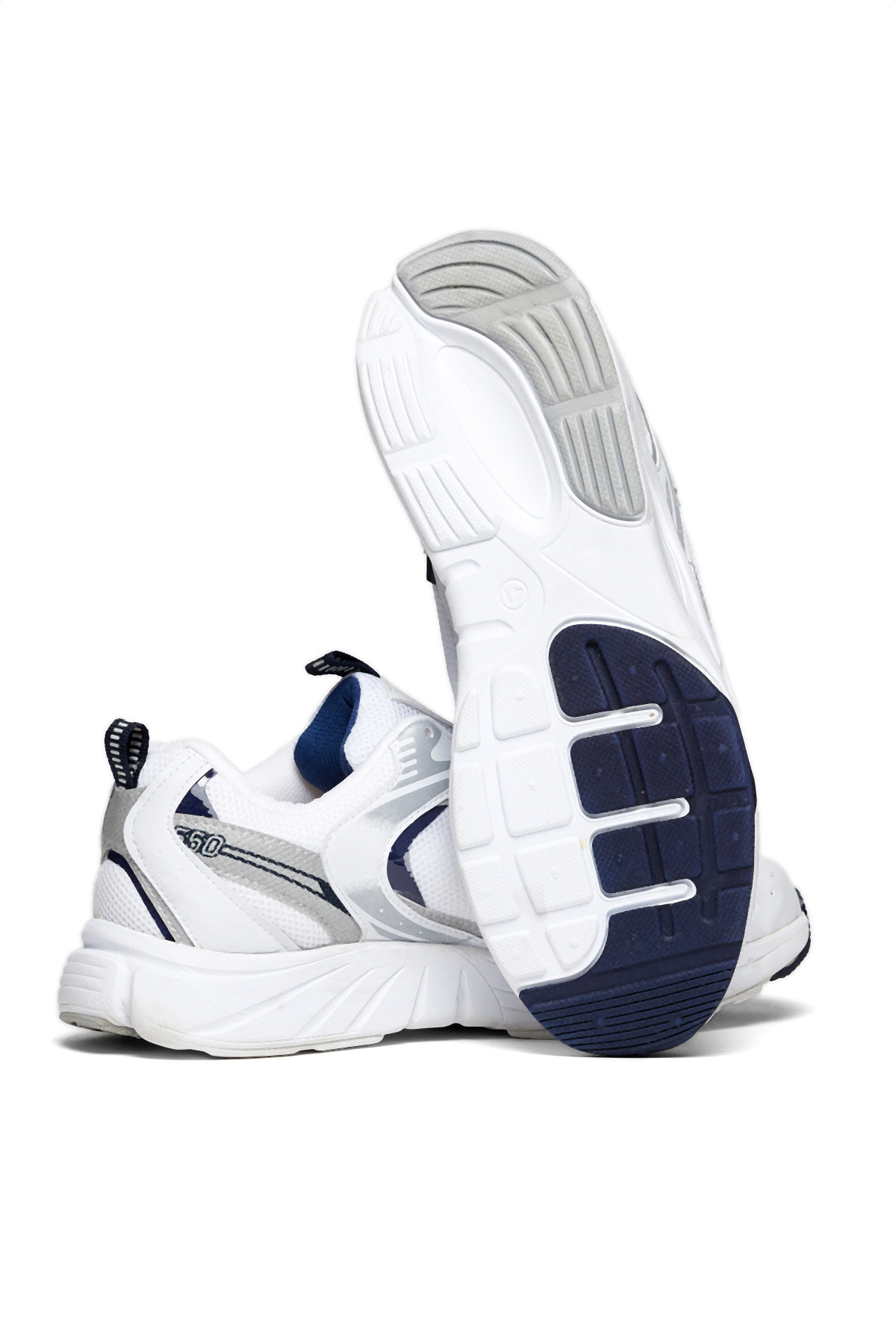 Unisex Beyaz Lacivert Rahat Kalıp Faylon Taban Bağcıklı Spor Ayakkabı - Görsel 5