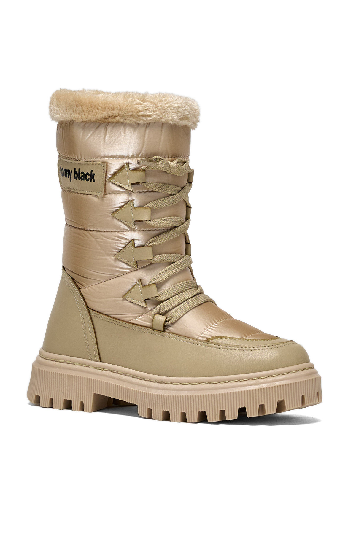 Çocuk Unisex Nude Termo Taban Önü Bağcıklı Kar Botu - Görsel 2