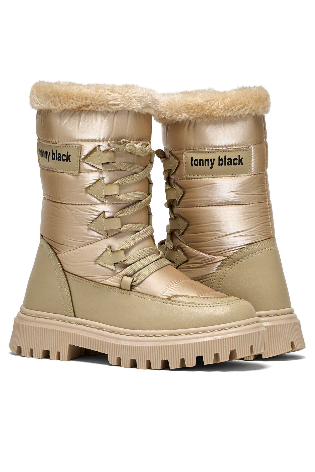 Çocuk Unisex Nude Termo Taban Önü Bağcıklı Kar Botu - Görsel 4