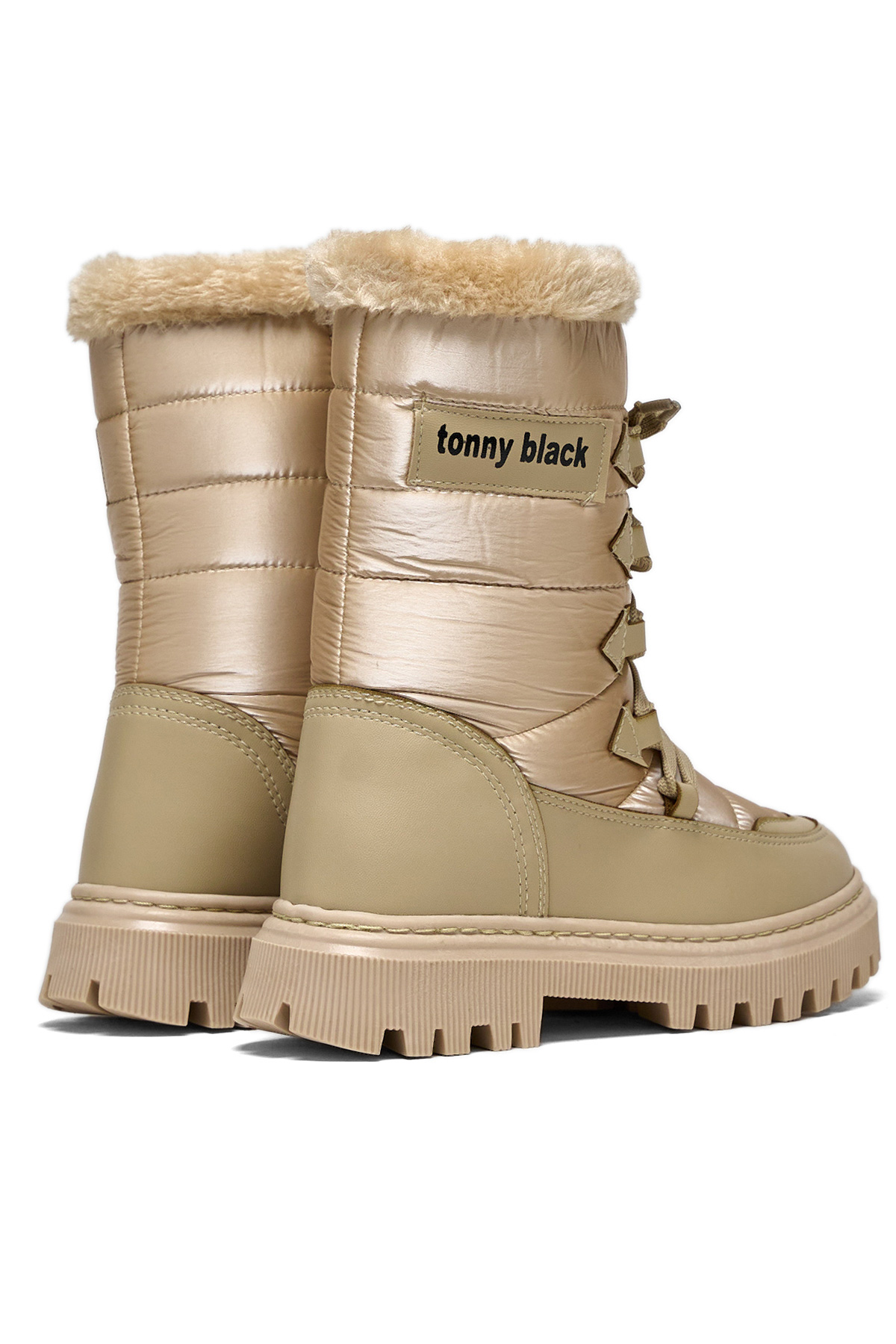 Çocuk Unisex Nude Termo Taban Önü Bağcıklı Kar Botu - Görsel 6