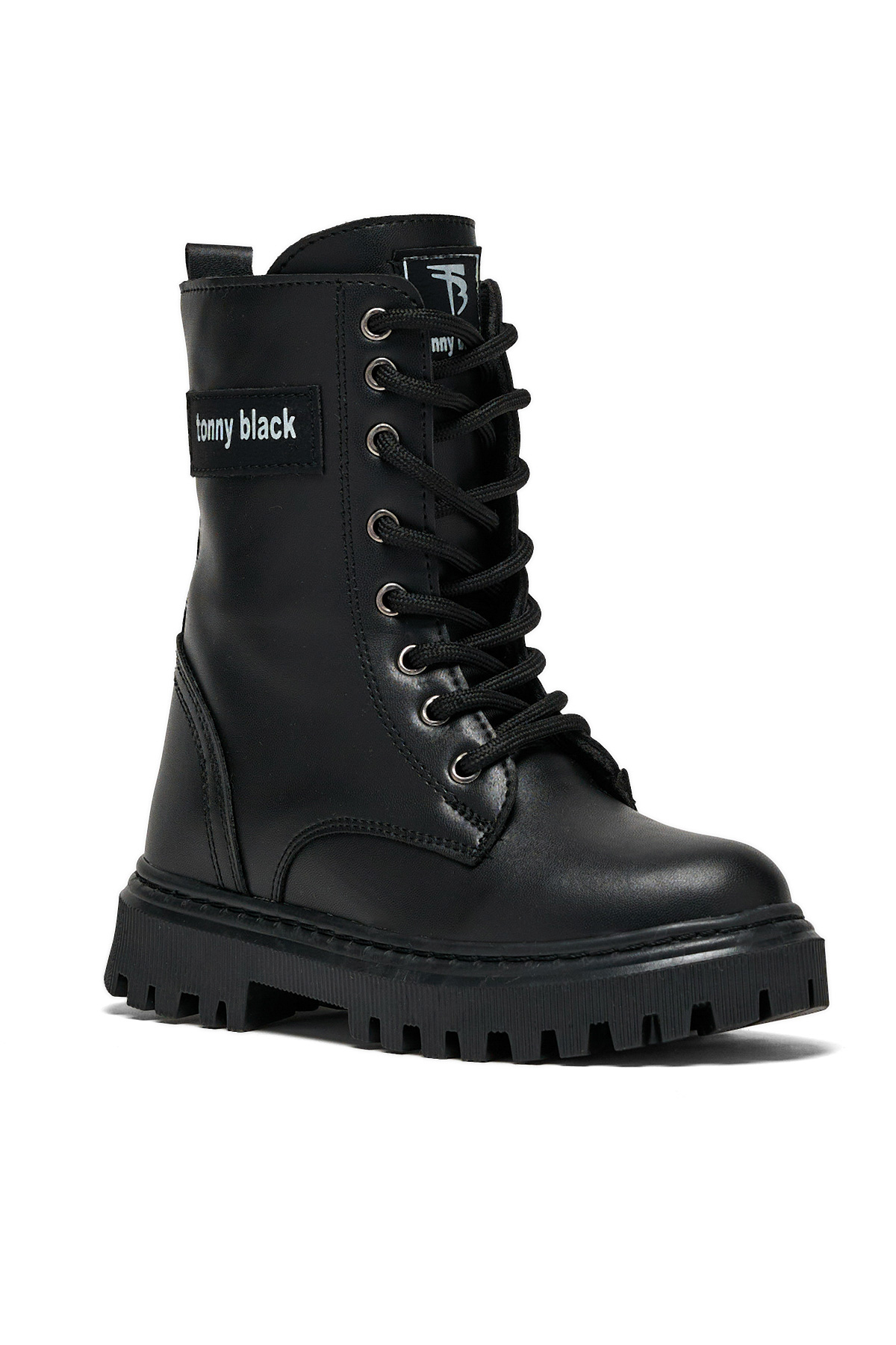 Çocuk Unisex Siyah Termo Taban Önü Bağcıklı Kar Botu - Görsel 3