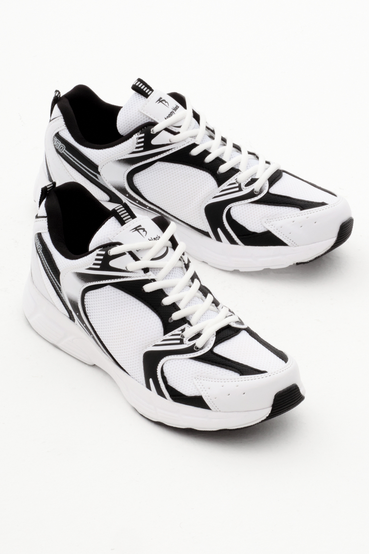 Unisex Beyaz Siyah Rahat Kalıp Faylon Taban Bağcıklı Spor Ayakkabı - Görsel 4