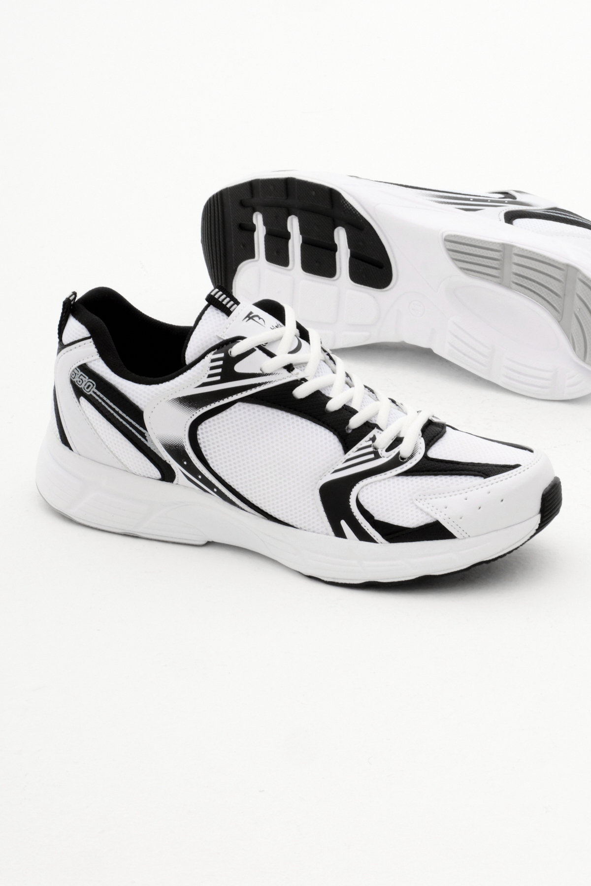 Unisex Beyaz Siyah Rahat Kalıp Faylon Taban Bağcıklı Spor Ayakkabı - Görsel 5