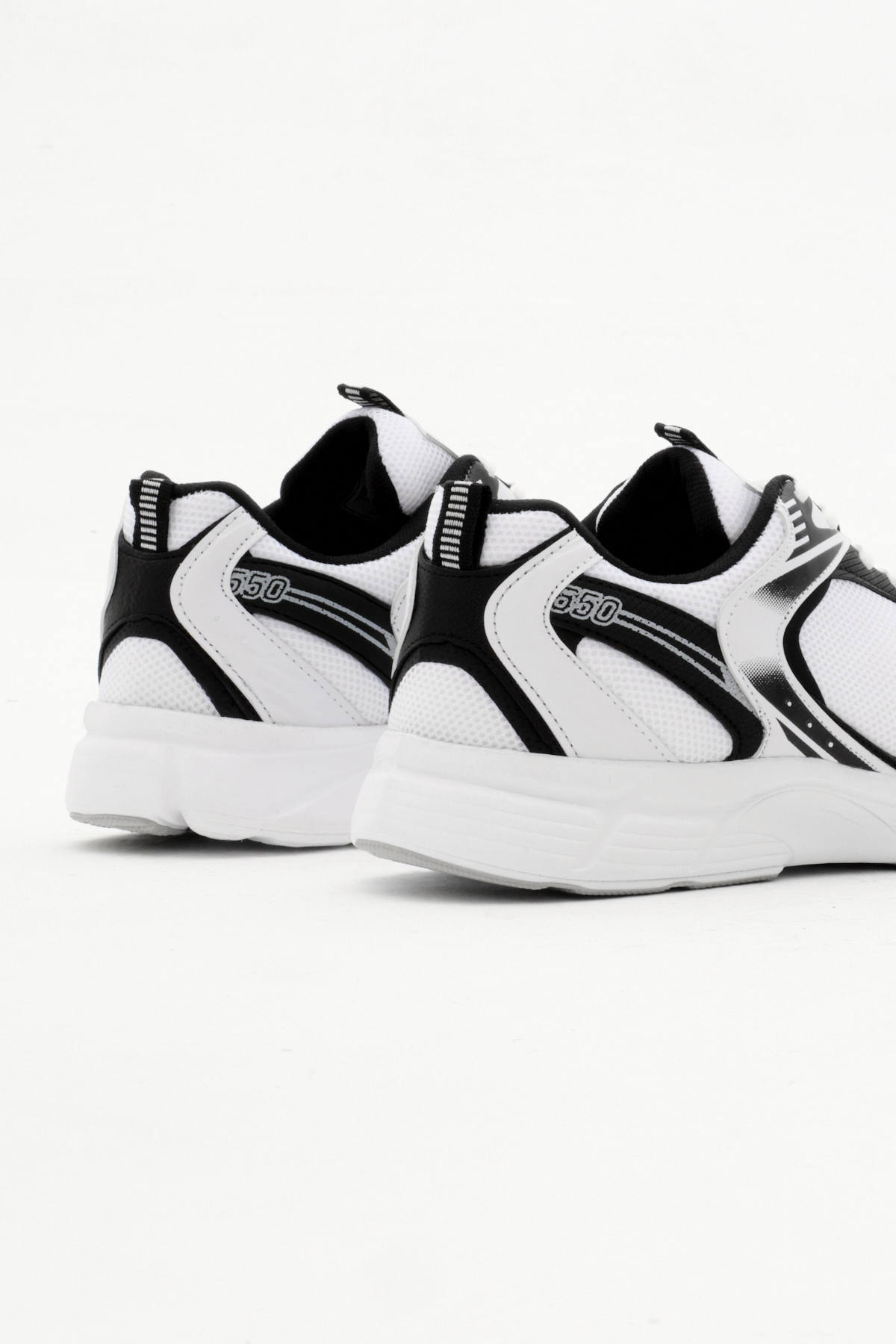 Unisex Beyaz Siyah Rahat Kalıp Faylon Taban Bağcıklı Spor Ayakkabı - Görsel 6