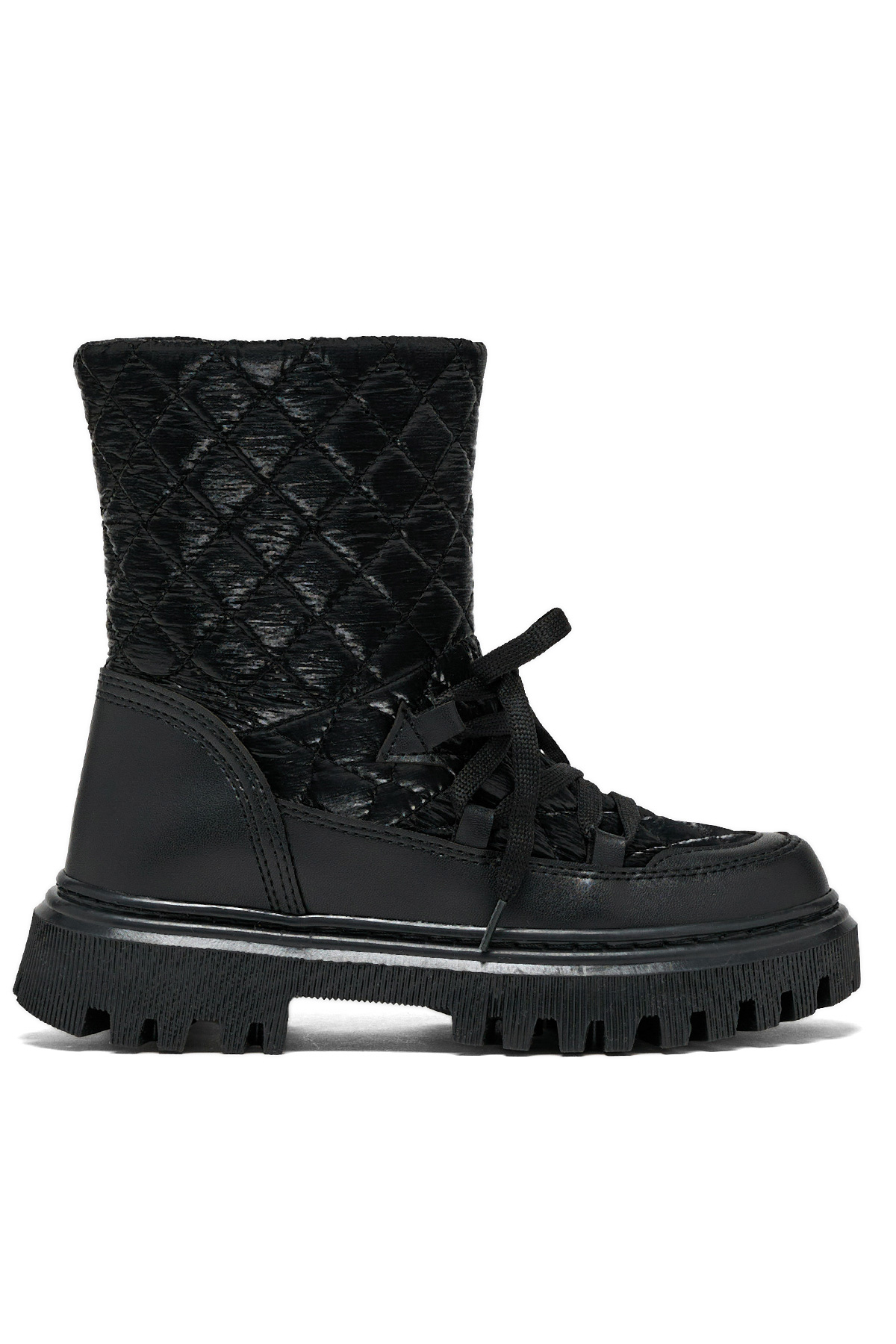 Çocuk Unisex Siyah Termo Taban Kapitone Dikişli Fermuar Detaylı Kar Botu - Görsel 3