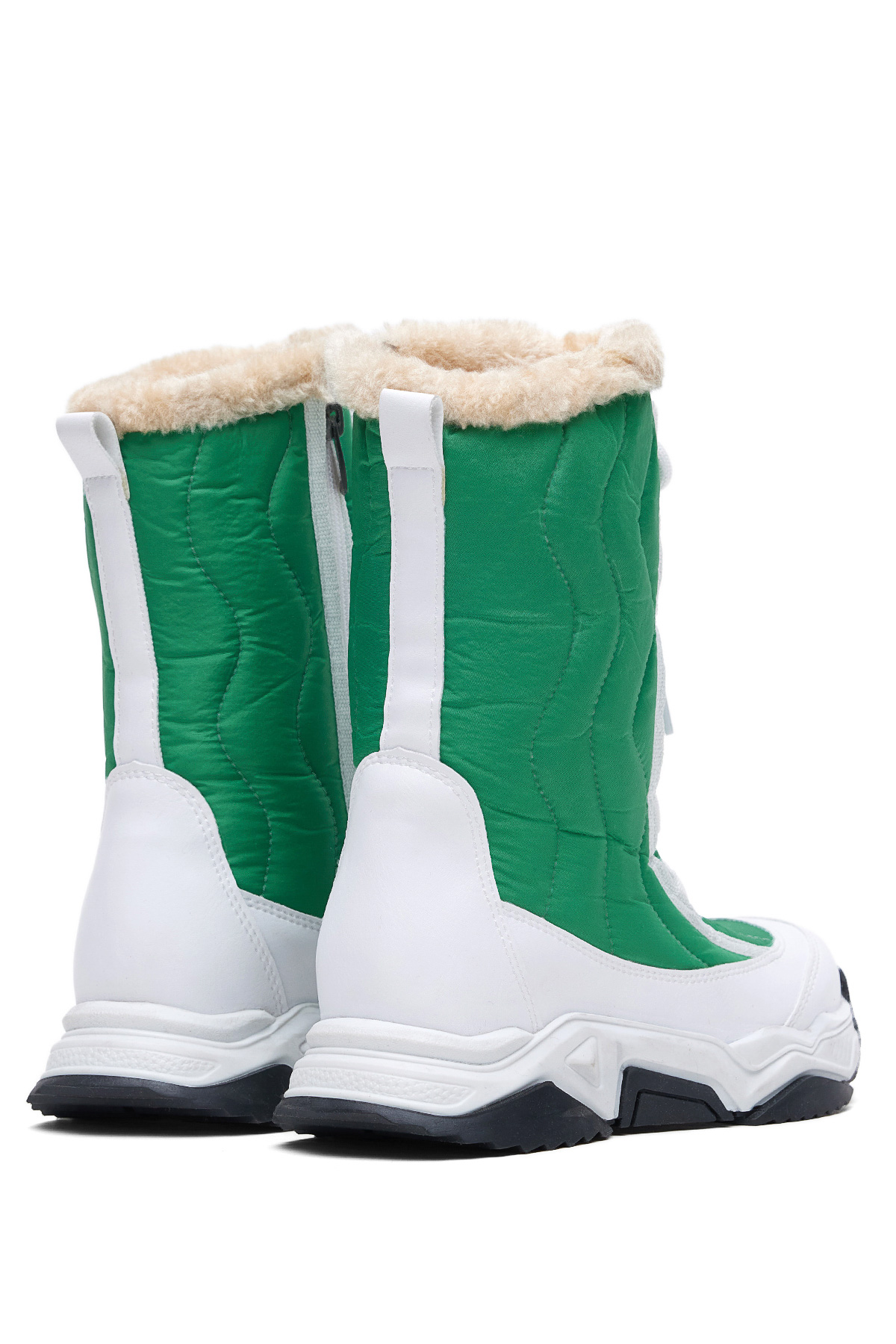 Çocuk Unisex Beyaz Yeşil Rahat Kalıp Spor Taban Bağcık Detaylı Kar Botu - Görsel 3