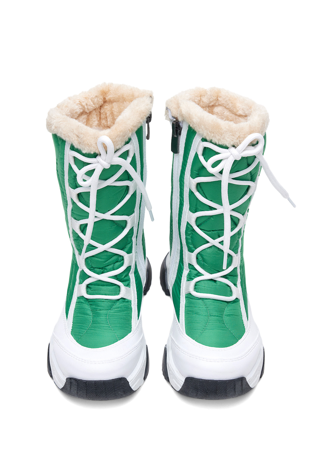 Çocuk Unisex Beyaz Yeşil Rahat Kalıp Spor Taban Bağcık Detaylı Kar Botu - Görsel 5