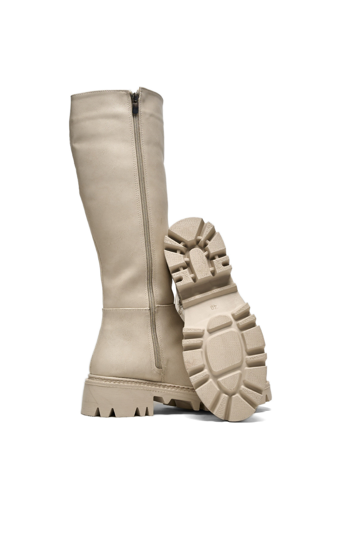 Kadın Ten Cilt Rahat Kalıp Yüksek Taban Fermuarlı Çizme - Görsel 6