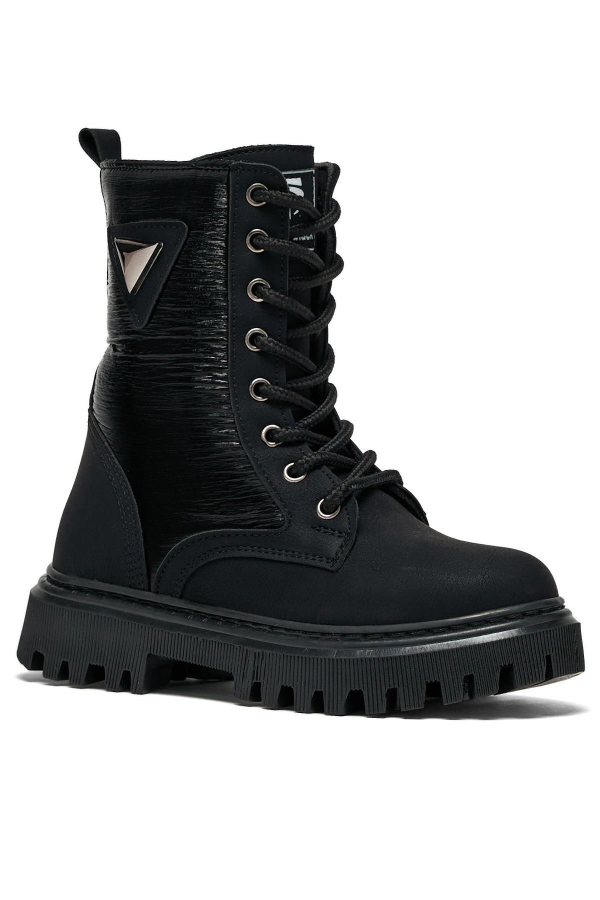 Kız Çocuk Siyah Termo Taban Bağcıklı ve Fermuarlı Uzun Bot - Görsel 3