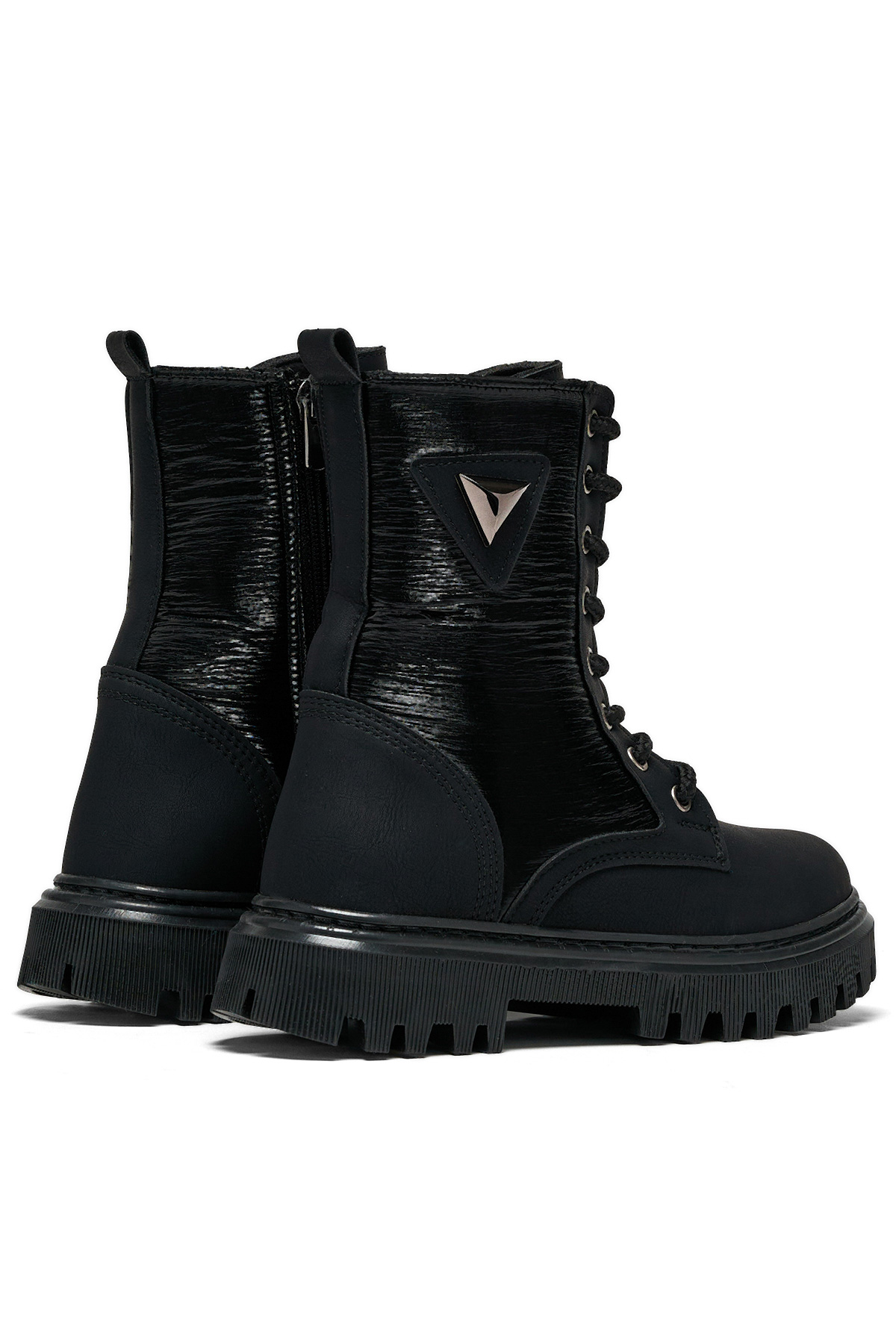 Kız Çocuk Siyah Termo Taban Bağcıklı ve Fermuarlı Uzun Bot - Görsel 4