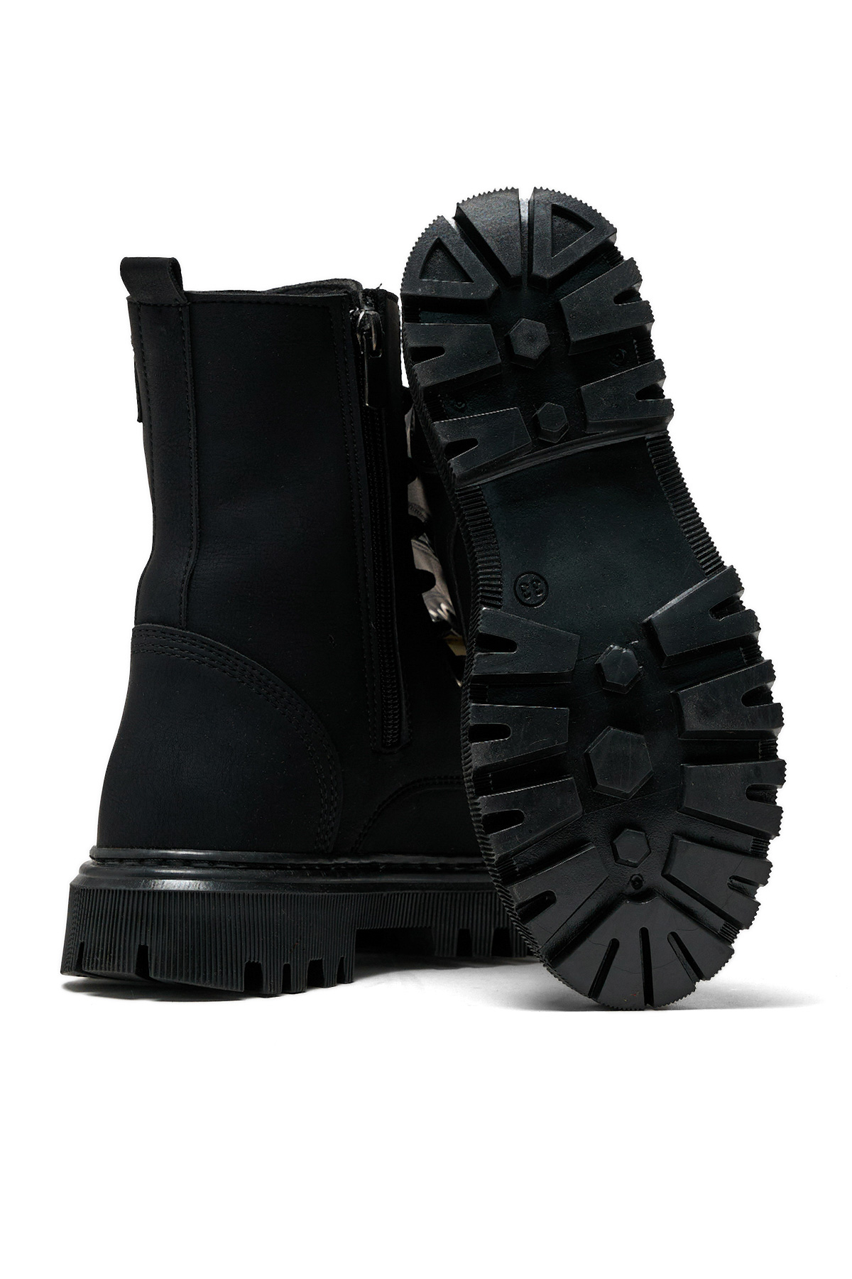 Kız Çocuk Siyah Termo Taban Önü Bağcıklı Uzun Bot - Görsel 4