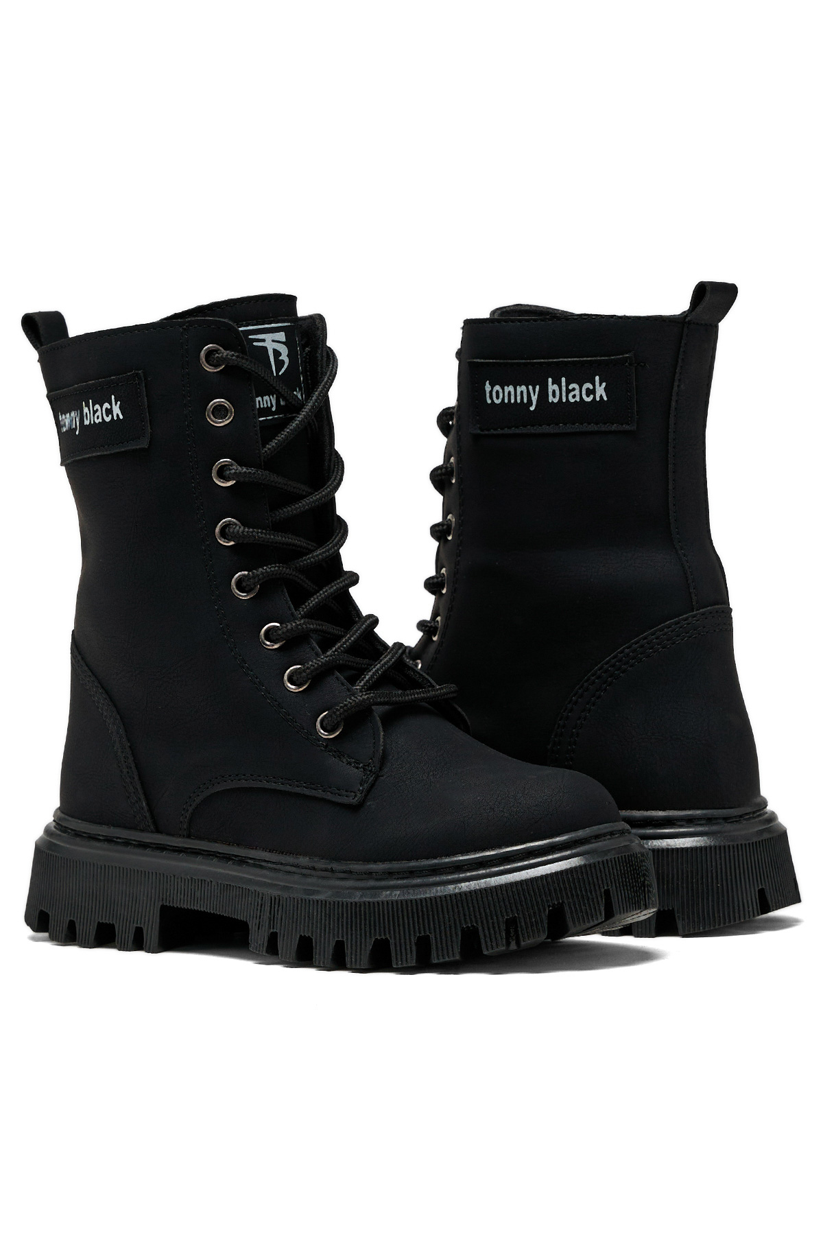 Kız Çocuk Siyah Termo Taban Önü Bağcıklı Uzun Bot - Görsel 5