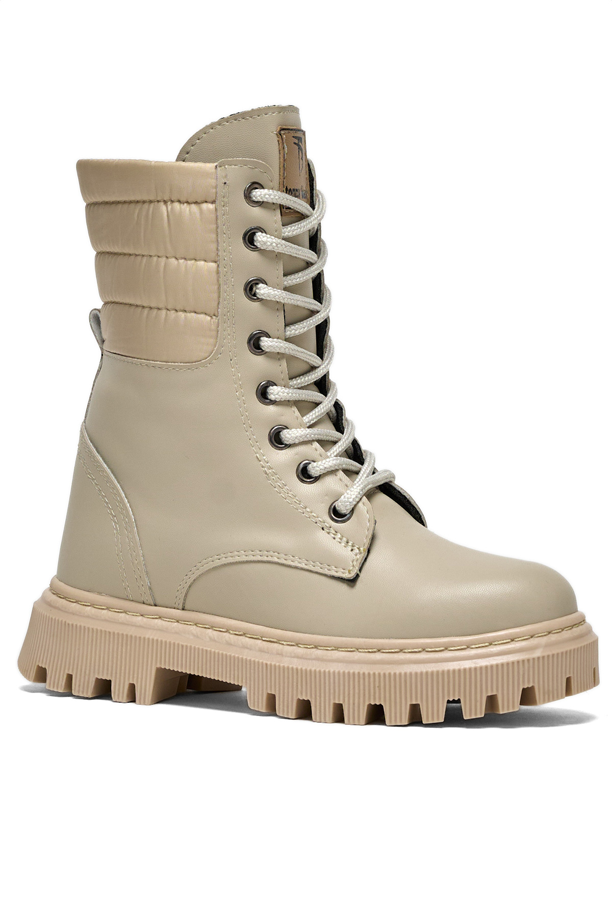 Kız Çocuk Nude Termo Taban Yanı Kapitone Desenli Bağcıklı ve Fermuarlı Bot - Görsel 3