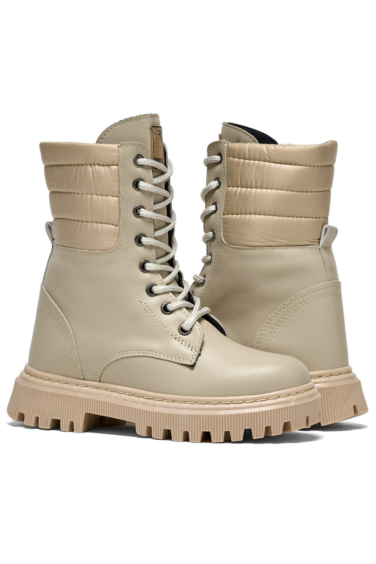 Kız Çocuk Nude Termo Taban Yanı Kapitone Desenli Bağcıklı ve Fermuarlı Bot - Görsel 4