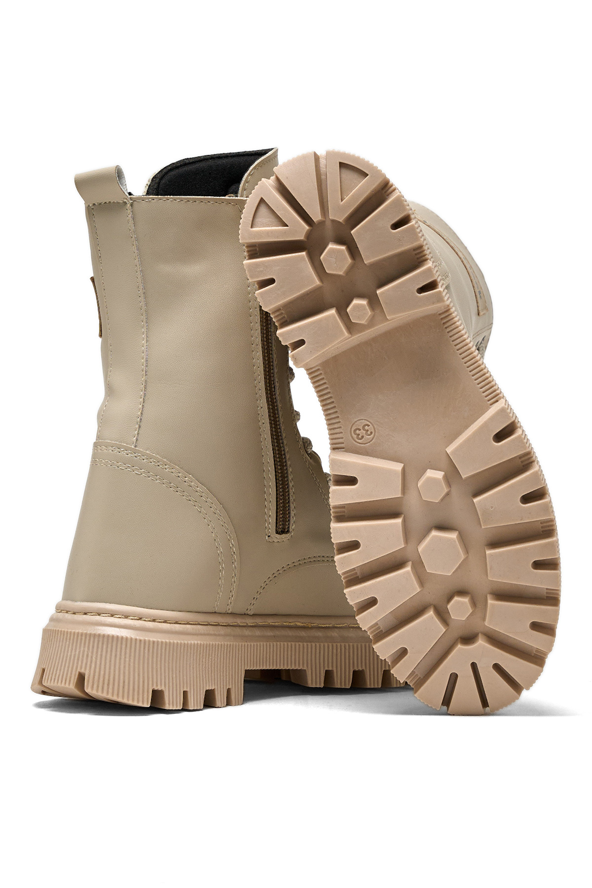 Kız Çocuk Bej Termo Taban Önü Bağcıklı Uzun Bot - Görsel 5