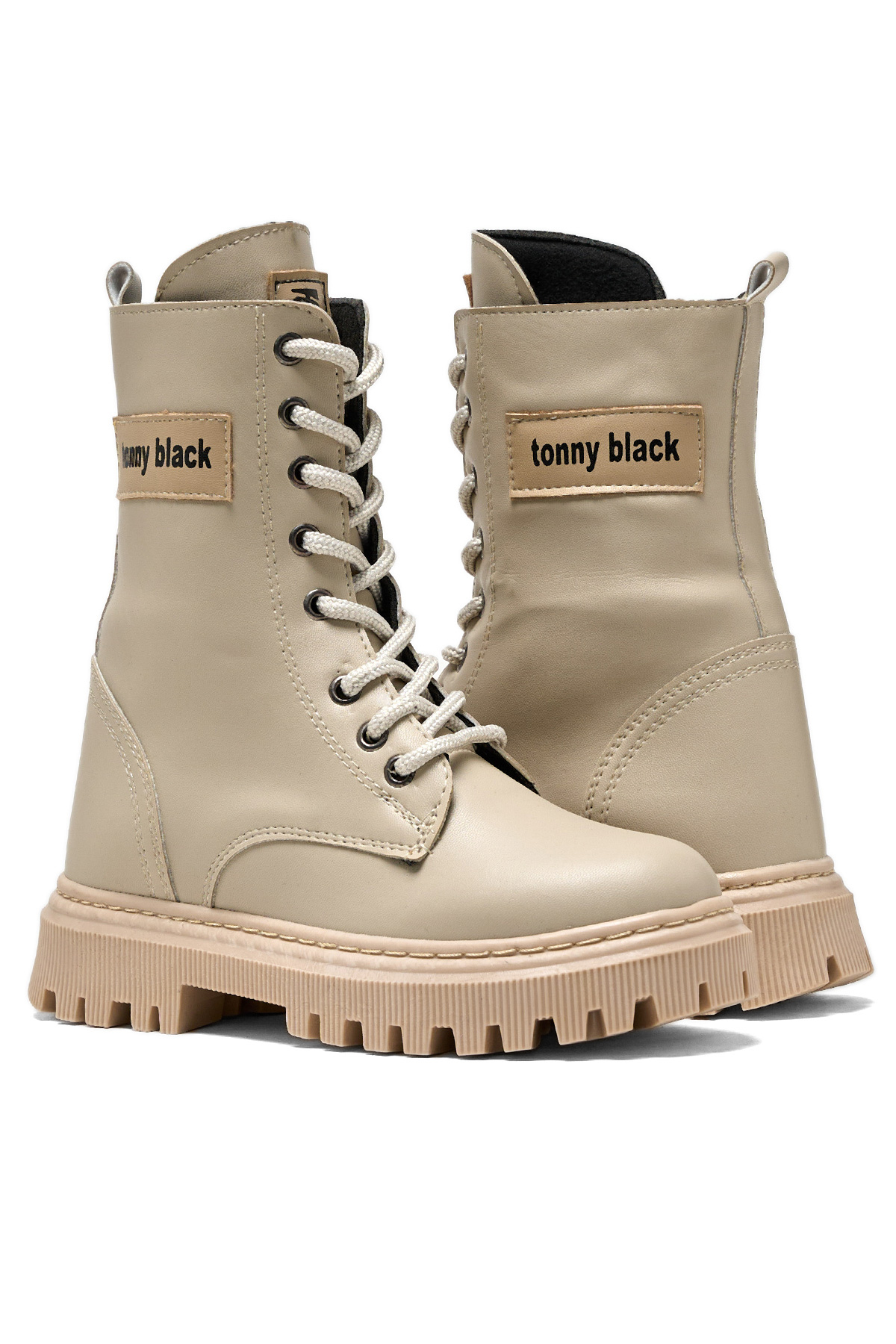 Kız Çocuk Bej Termo Taban Önü Bağcıklı Uzun Bot - Görsel 6