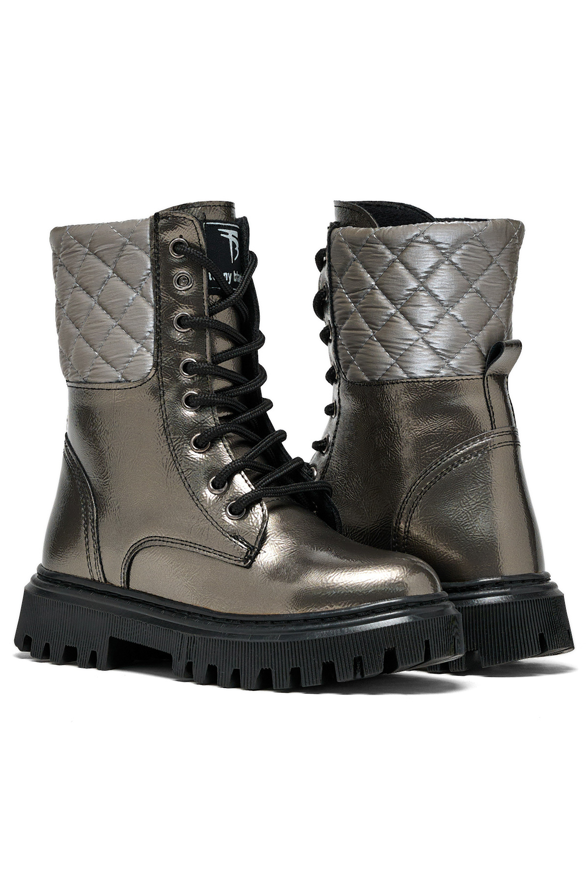 Kız Çocuk Platin Termo Taban Kapitone Detaylı Bağcıklı ve Fermuarlı Uzun Bot - Görsel 6