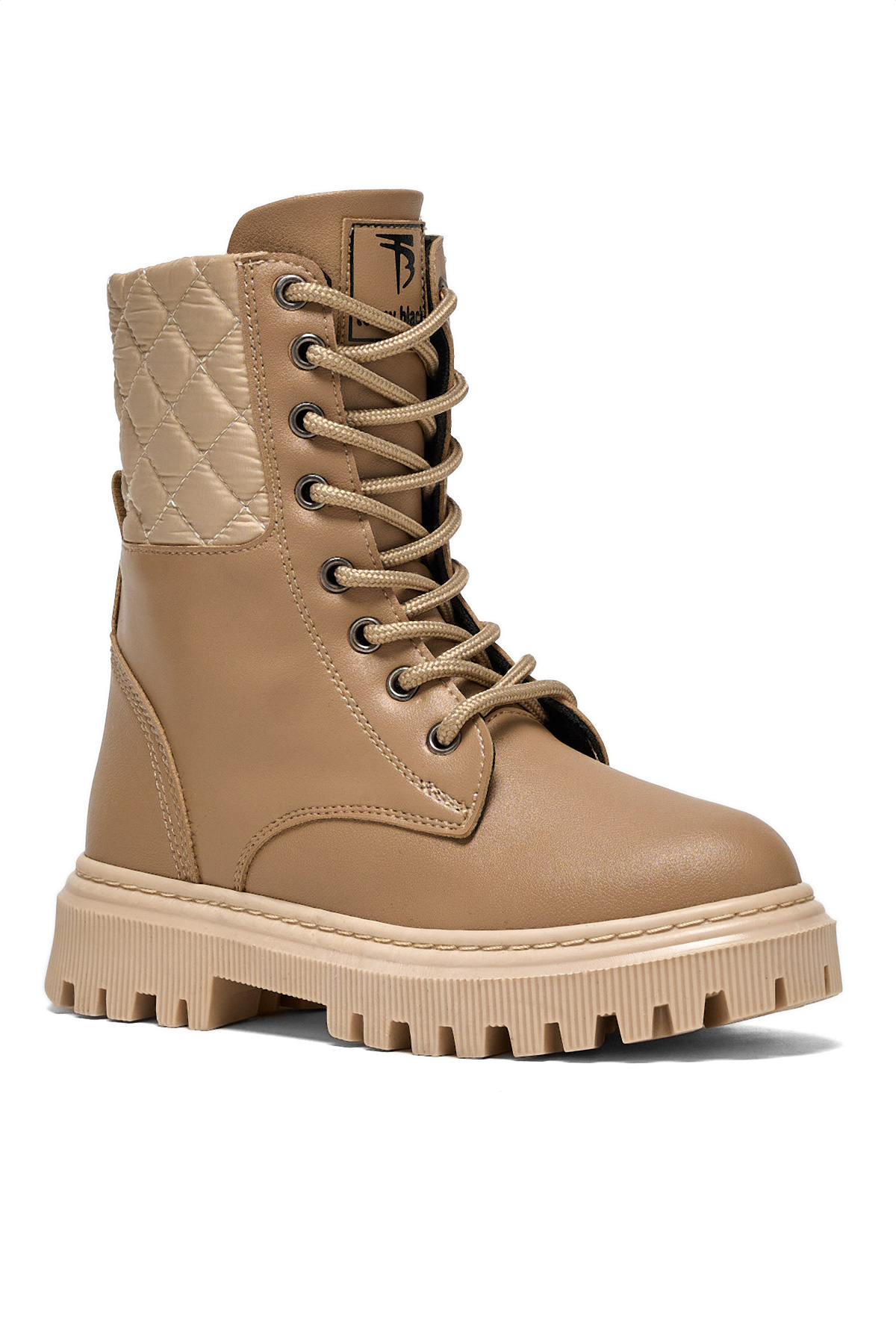 Kız Çocuk Nude Termo Taban Kapitone Detaylı Bağcıklı ve Fermuarlı Uzun Bot - Görsel 3