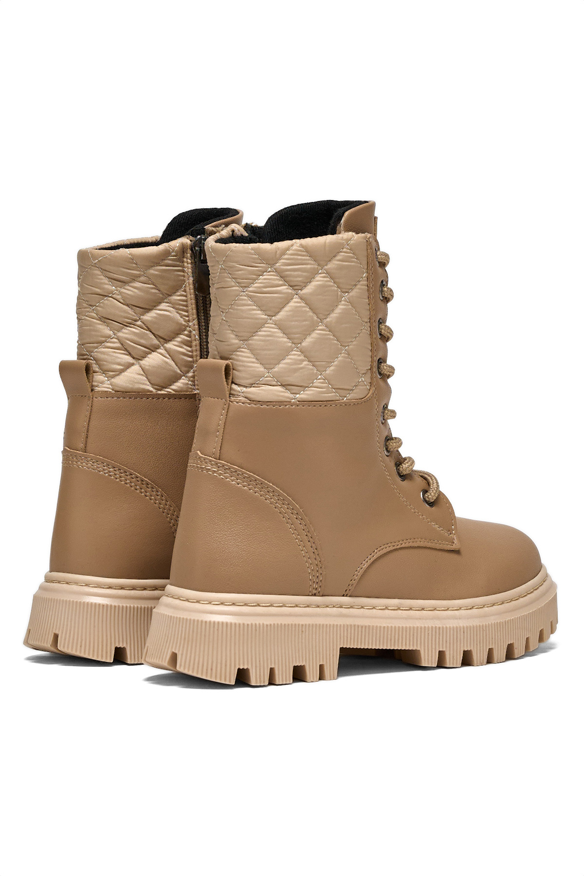 Kız Çocuk Nude Termo Taban Kapitone Detaylı Bağcıklı ve Fermuarlı Uzun Bot - Görsel 4