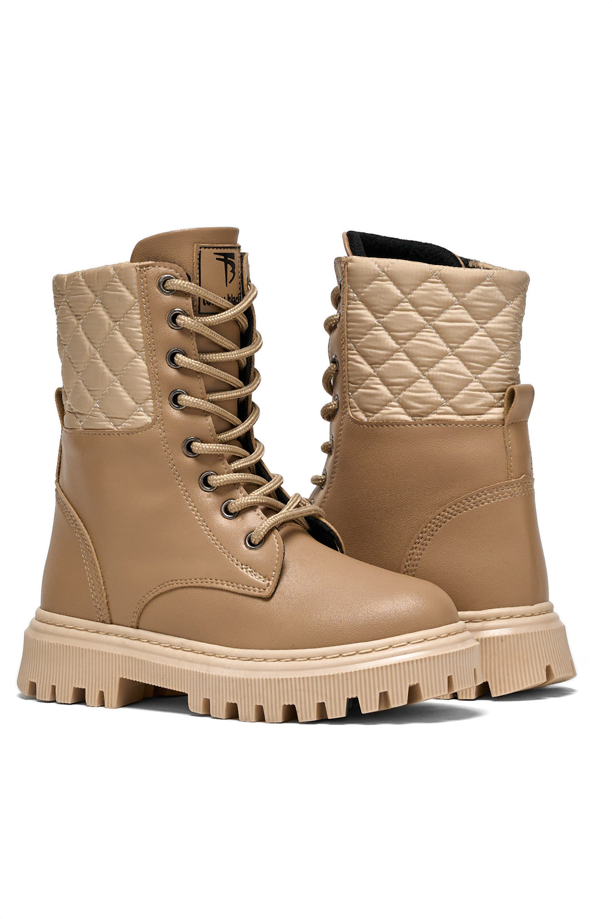 Kız Çocuk Nude Termo Taban Kapitone Detaylı Bağcıklı ve Fermuarlı Uzun Bot - Görsel 6