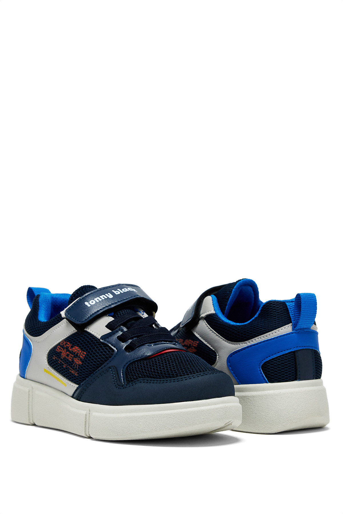 Çocuk Unisex Lacivert Sax Rahat Kalıp Cırtlı Ayakkabı - Görsel 4