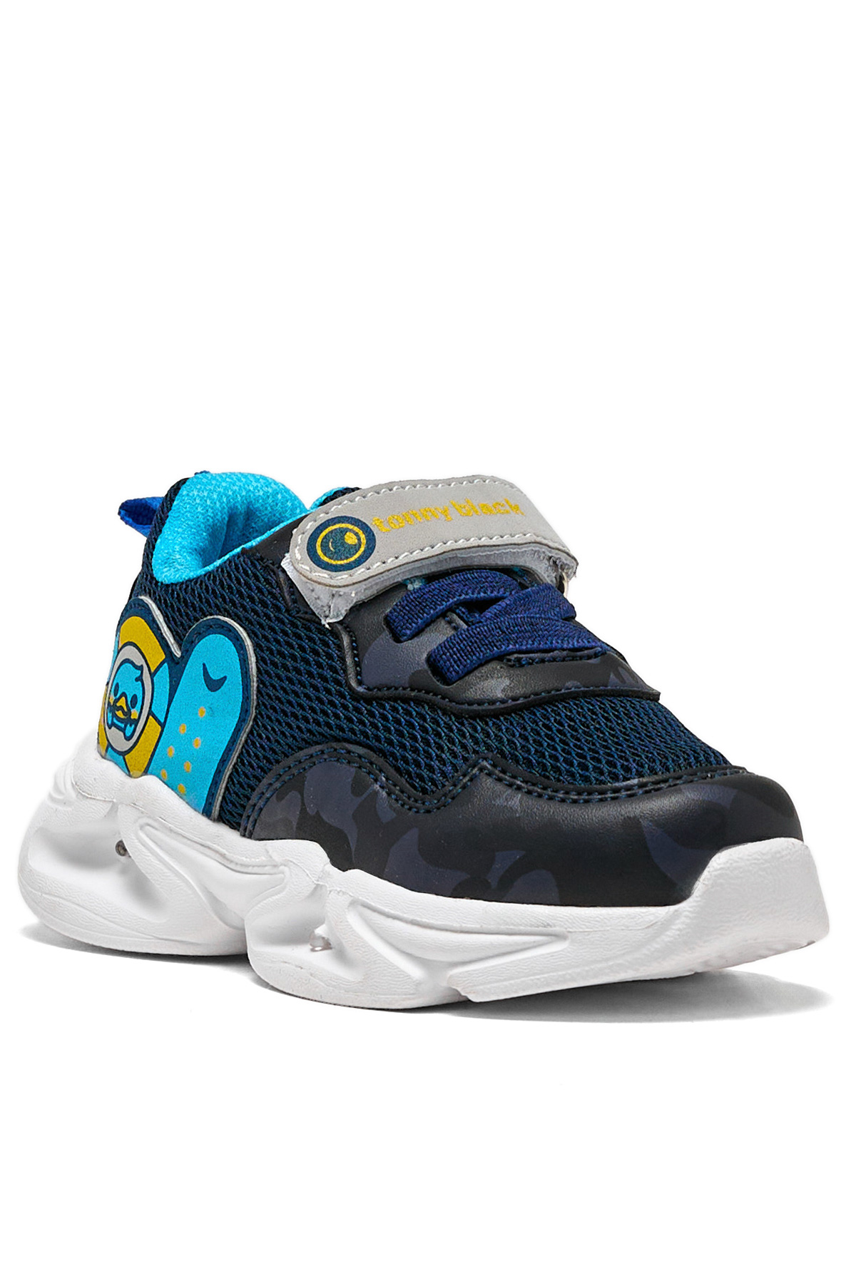 Çocuk Unisex Lacivert Kamuflaj Işıklı Cırtlı Ayakkabı - Görsel 3