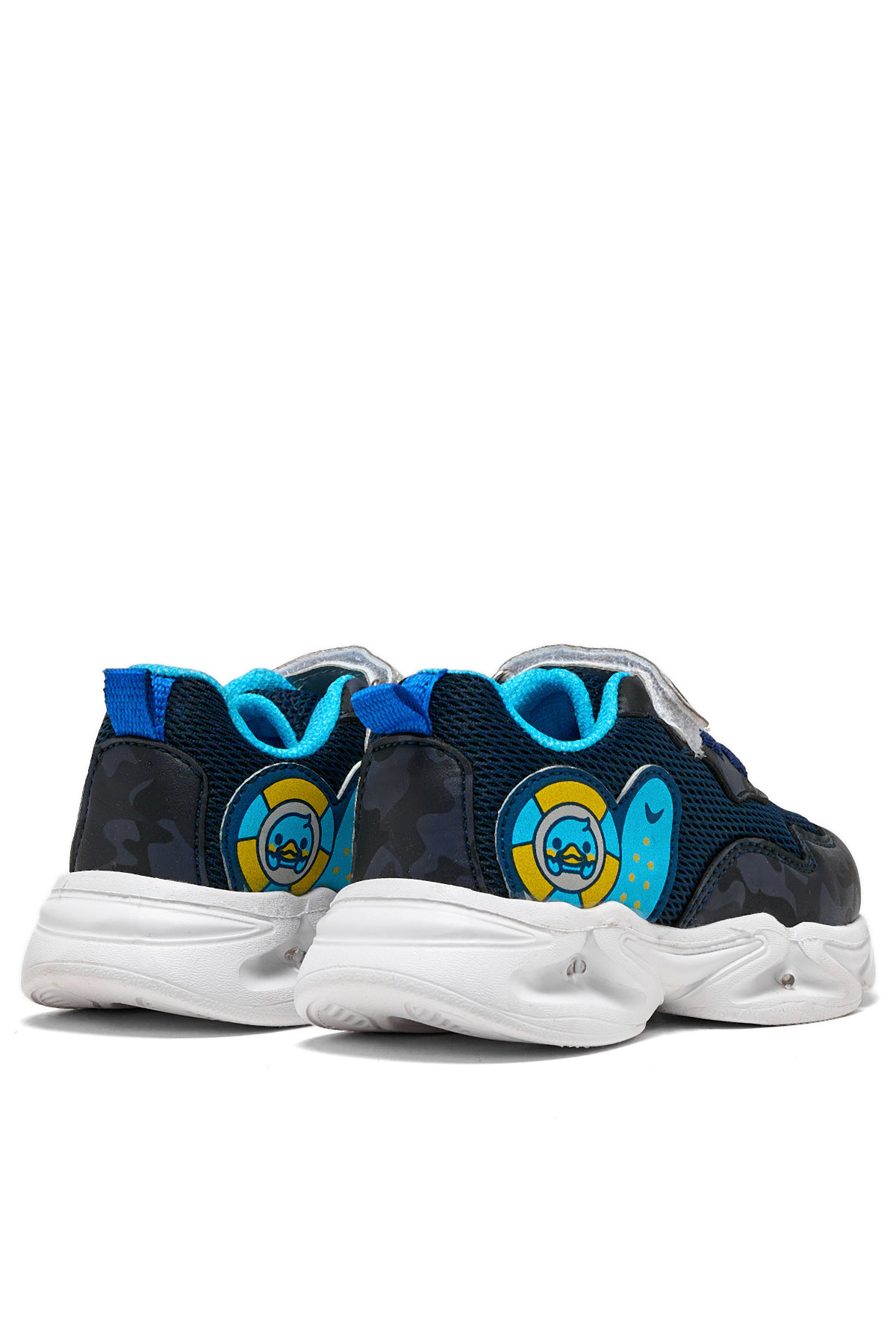 Çocuk Unisex Lacivert Kamuflaj Işıklı Cırtlı Ayakkabı - Görsel 4
