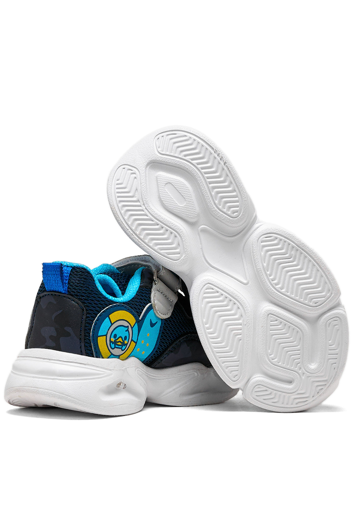 Çocuk Unisex Lacivert Kamuflaj Işıklı Cırtlı Ayakkabı - Görsel 5