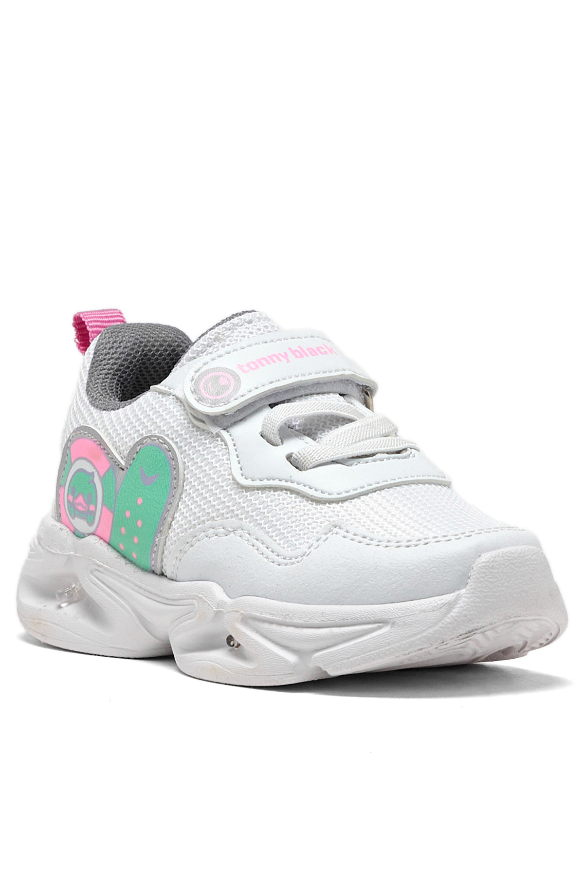Çocuk Unisex Beyaz Lila Işıklı Cırtlı Ayakkabı - Görsel 3