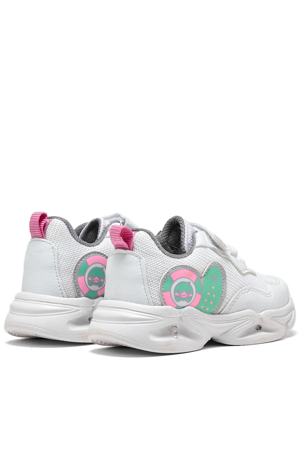 Çocuk Unisex Beyaz Lila Işıklı Cırtlı Ayakkabı - Görsel 4