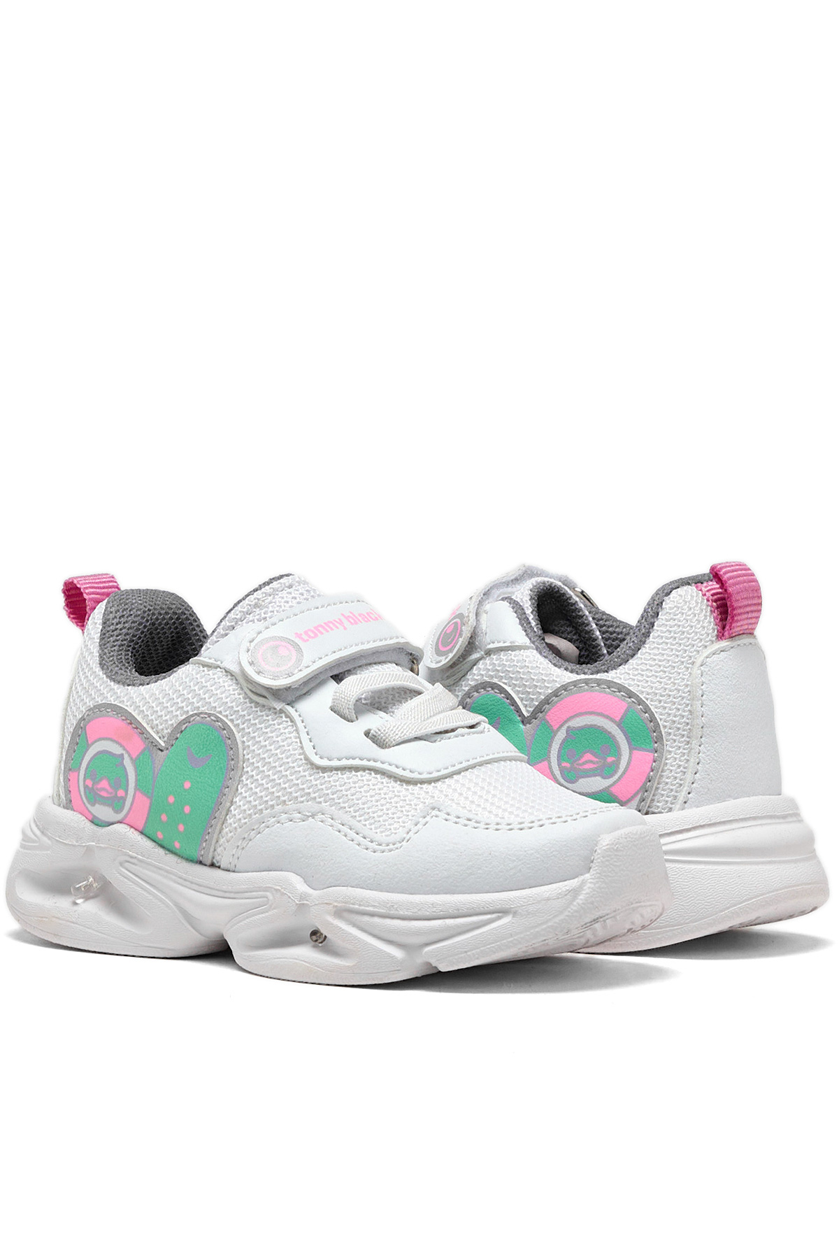Çocuk Unisex Beyaz Lila Işıklı Cırtlı Ayakkabı - Görsel 6