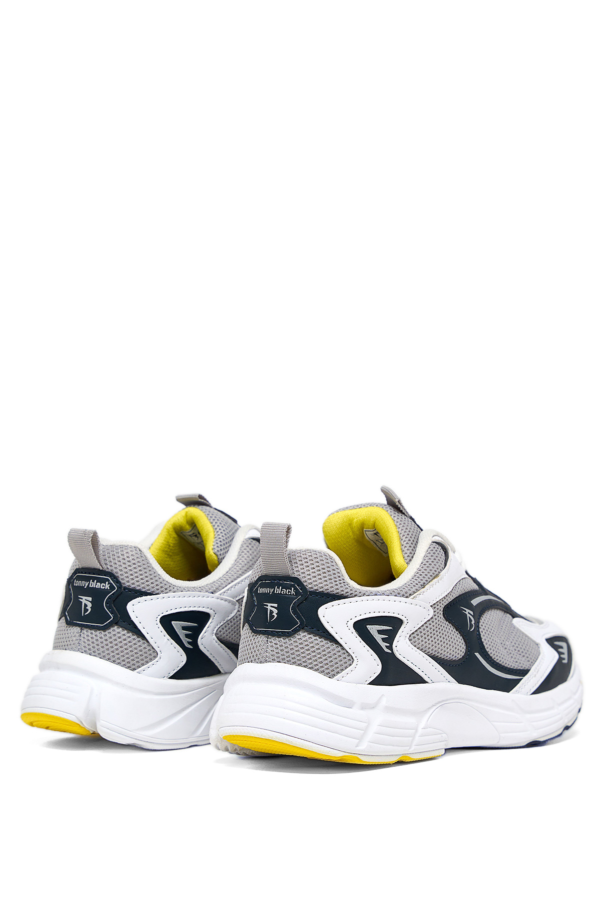 Unisex Gri Lacivert Rahat Kalıp Yüksek Faylon Taban Bağcıklı Spor Ayakkabı - Görsel 5