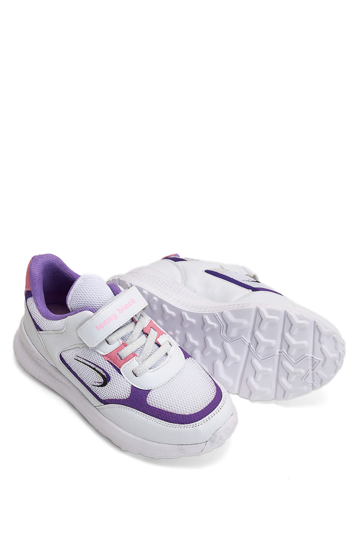 Çocuk Unisex Beyaz Lila Faylon Taban Cırtlı Çocuk Ayakkabı - Görsel 5