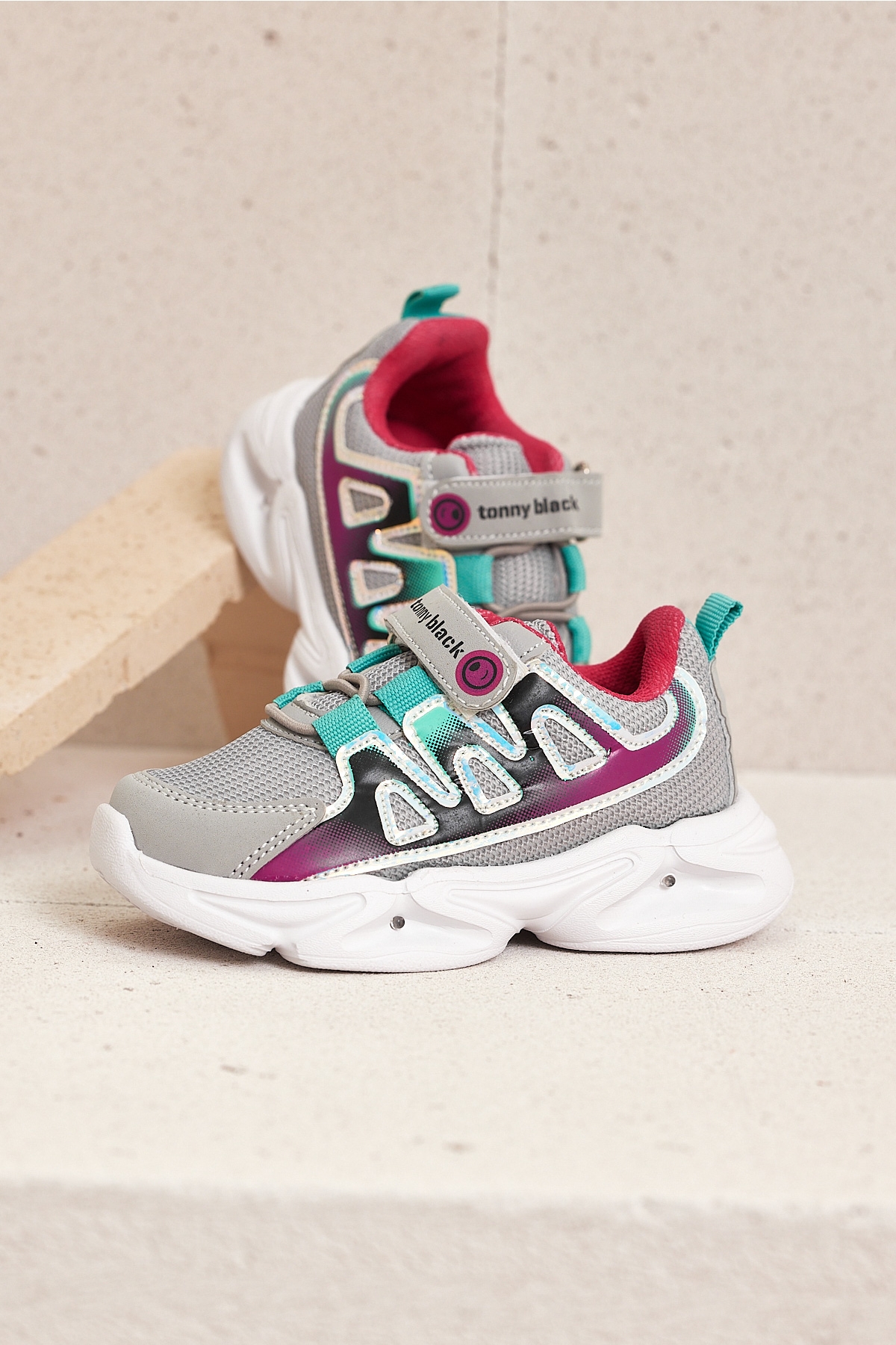 Çocuk Unisex Buz Fuşya Rahat Kalıp Işıklı Cırtlı Ayakkabı - Görsel 5