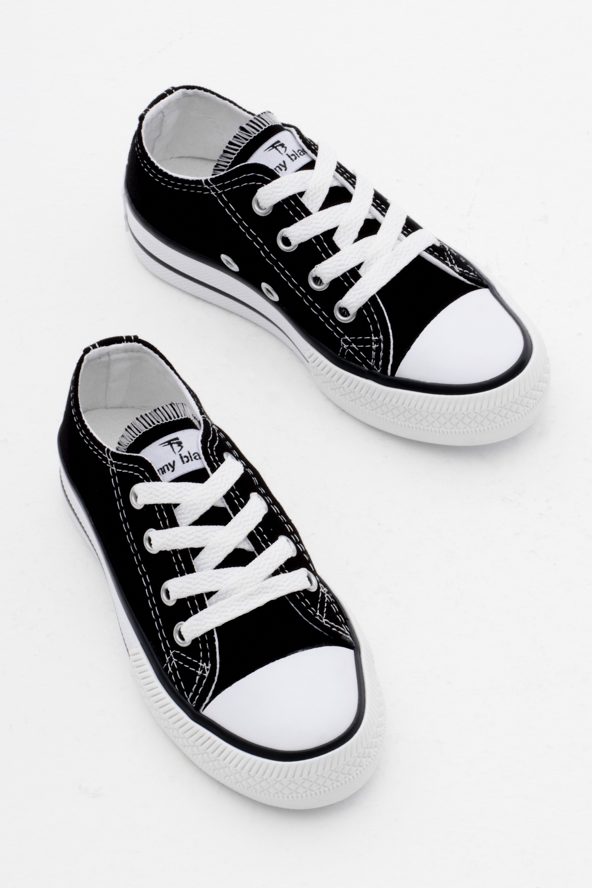 Çocuk Unisex Siyah Rahat Kalıp Bağcıklı Spor Ayakkabı - Görsel 3