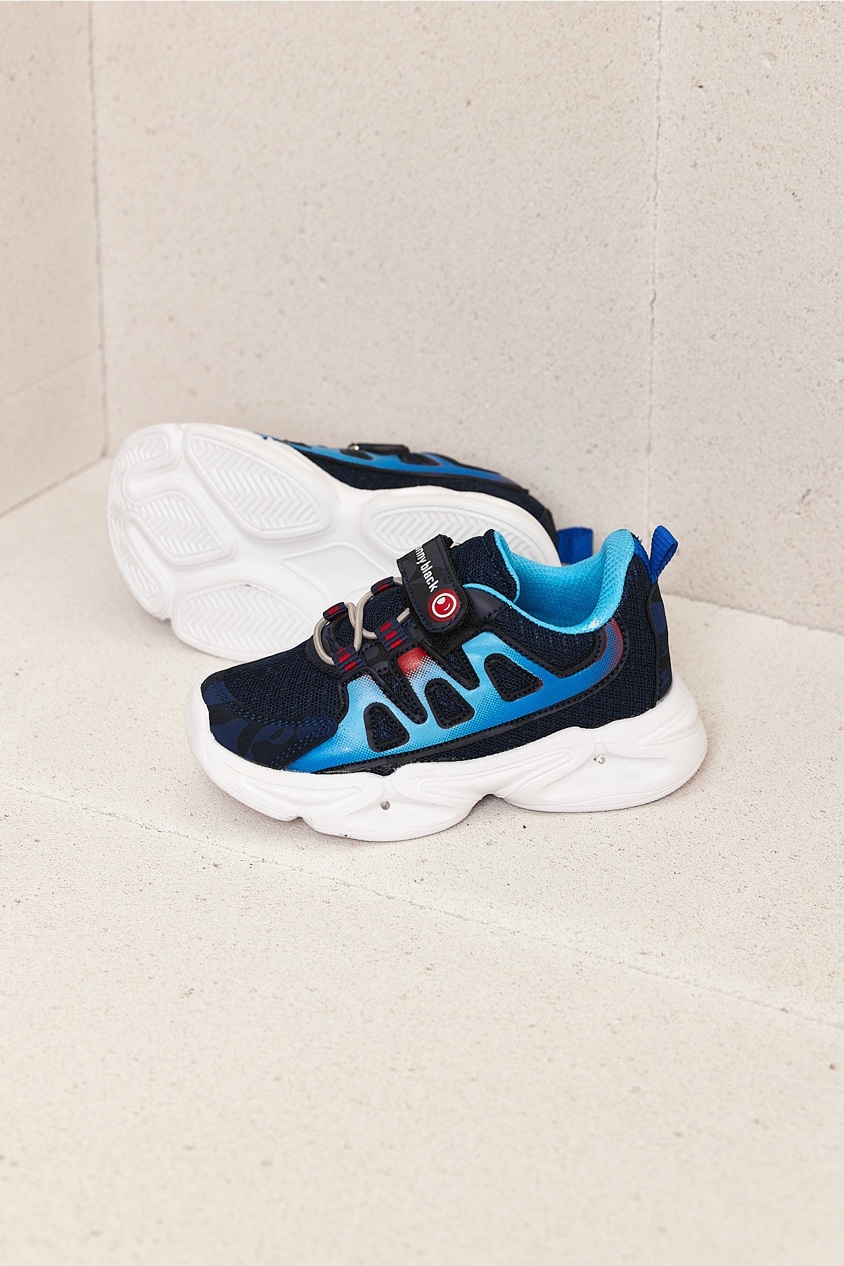 Çocuk Unisex Lacivert Kamuflaj Rahat Kalıp Işıklı Cırtlı Ayakkabı - Görsel 5