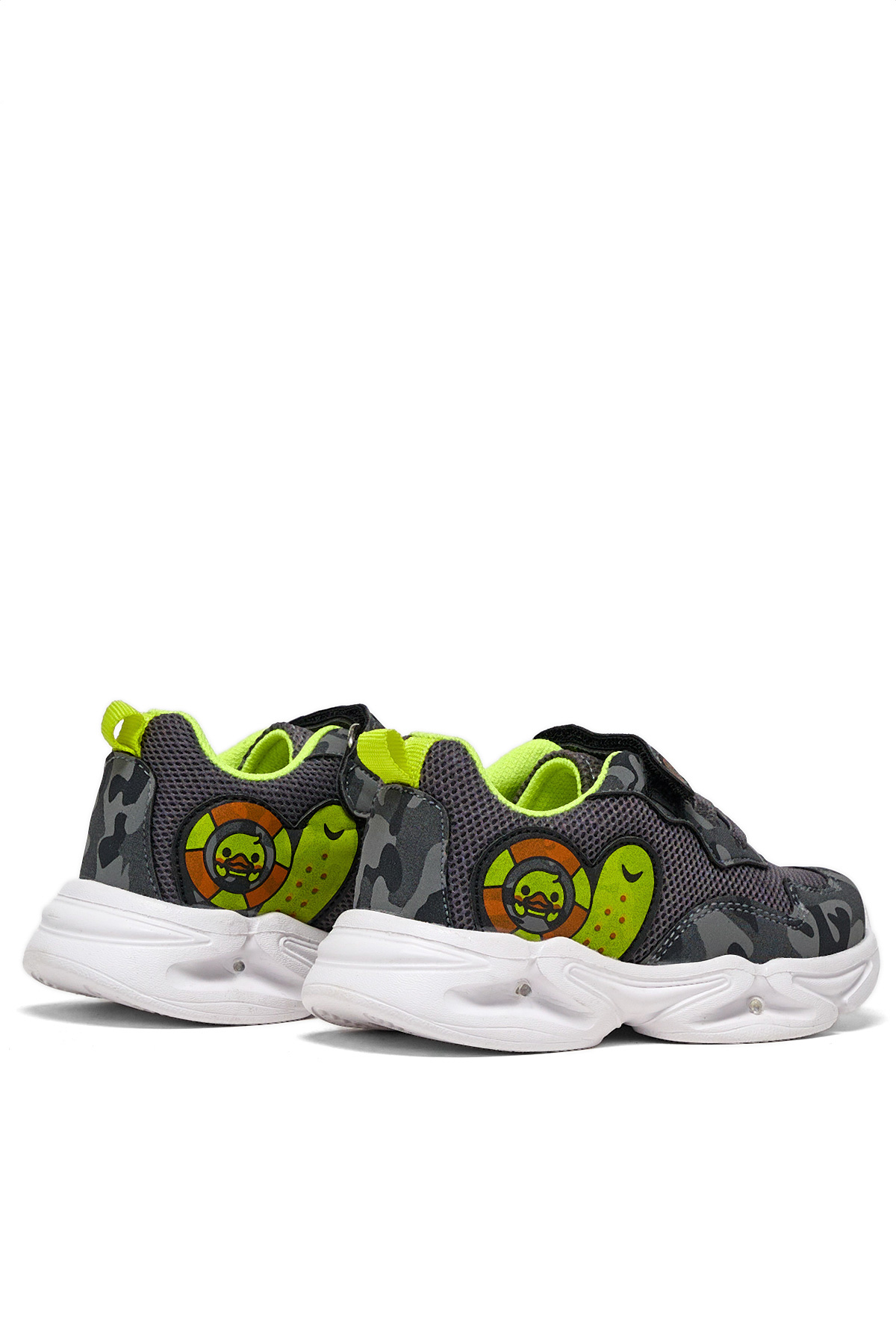 Çocuk Unisex Füme Kamuflaj Işıklı Cırtlı Ayakkabı - Görsel 4