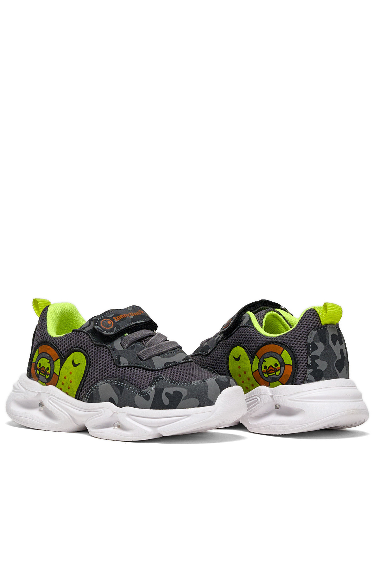 Çocuk Unisex Füme Kamuflaj Işıklı Cırtlı Ayakkabı - Görsel 6