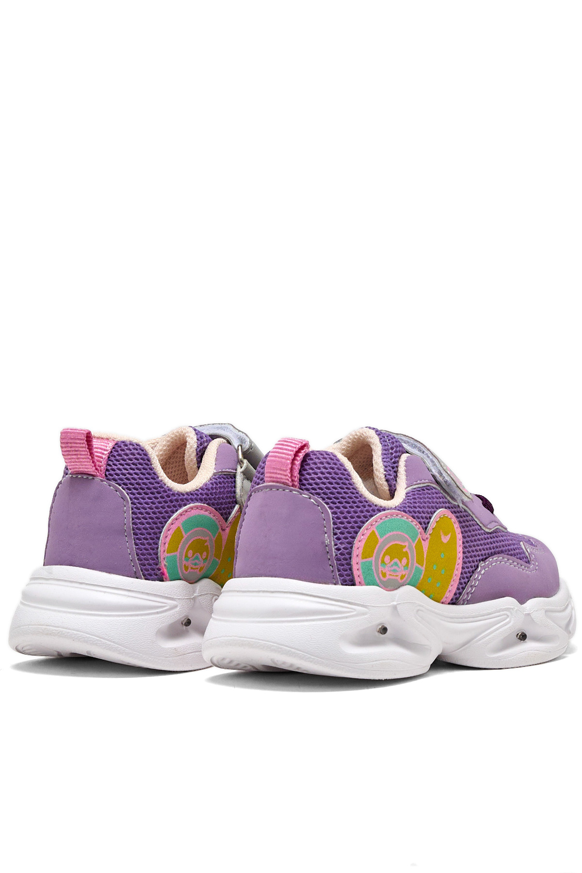 Çocuk Unisex Lila Somon Işıklı Cırtlı Ayakkabı - Görsel 4
