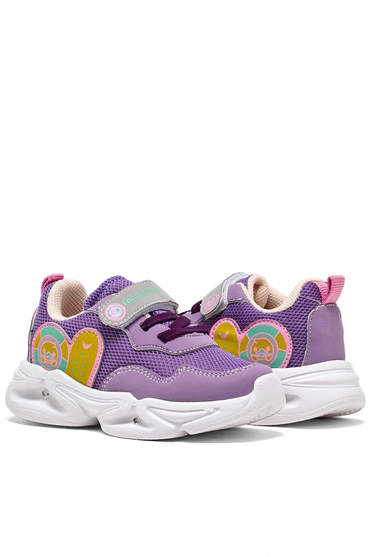 Çocuk Unisex Lila Somon Işıklı Cırtlı Ayakkabı - Görsel 6
