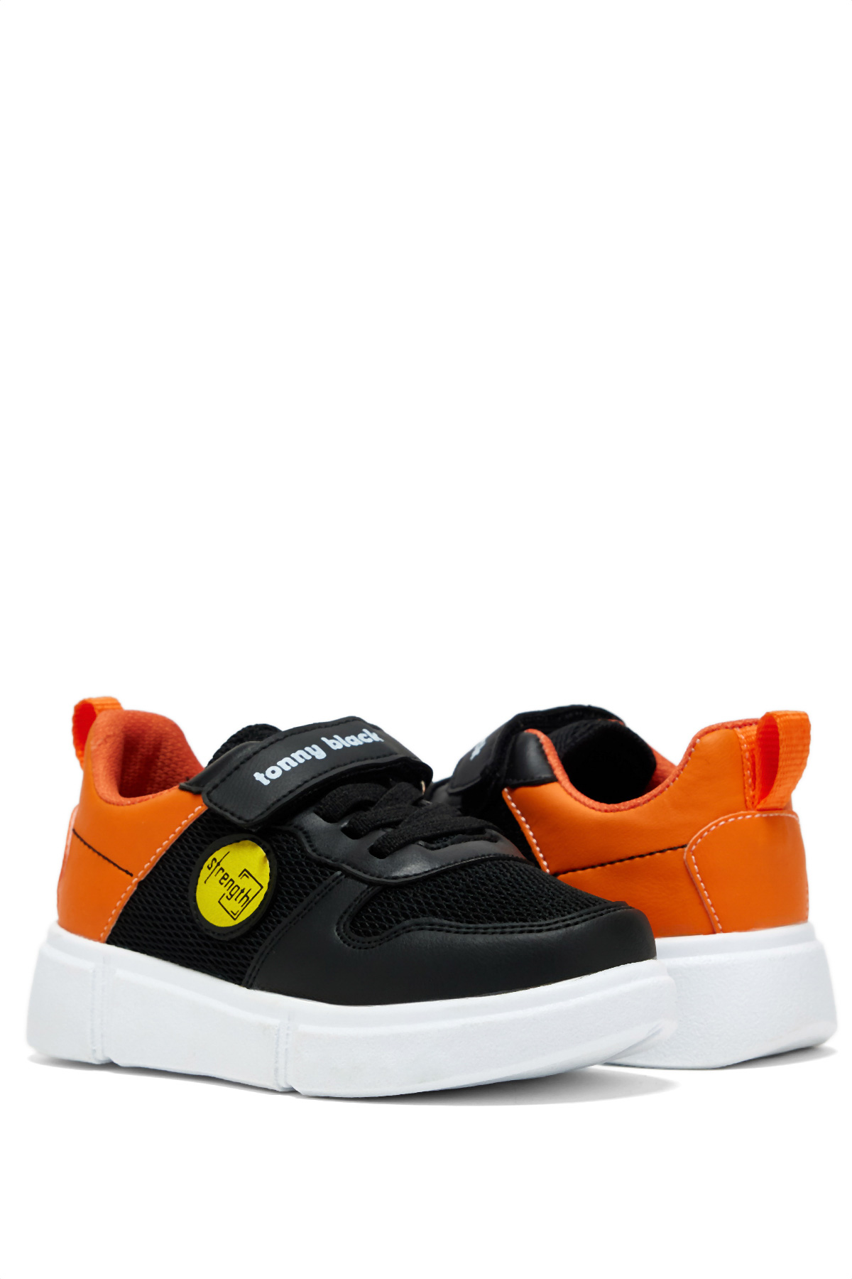 Çocuk Unisex Siyah Portakal Rahat Kalıp Cırtlı Ayakkabı - Görsel 3