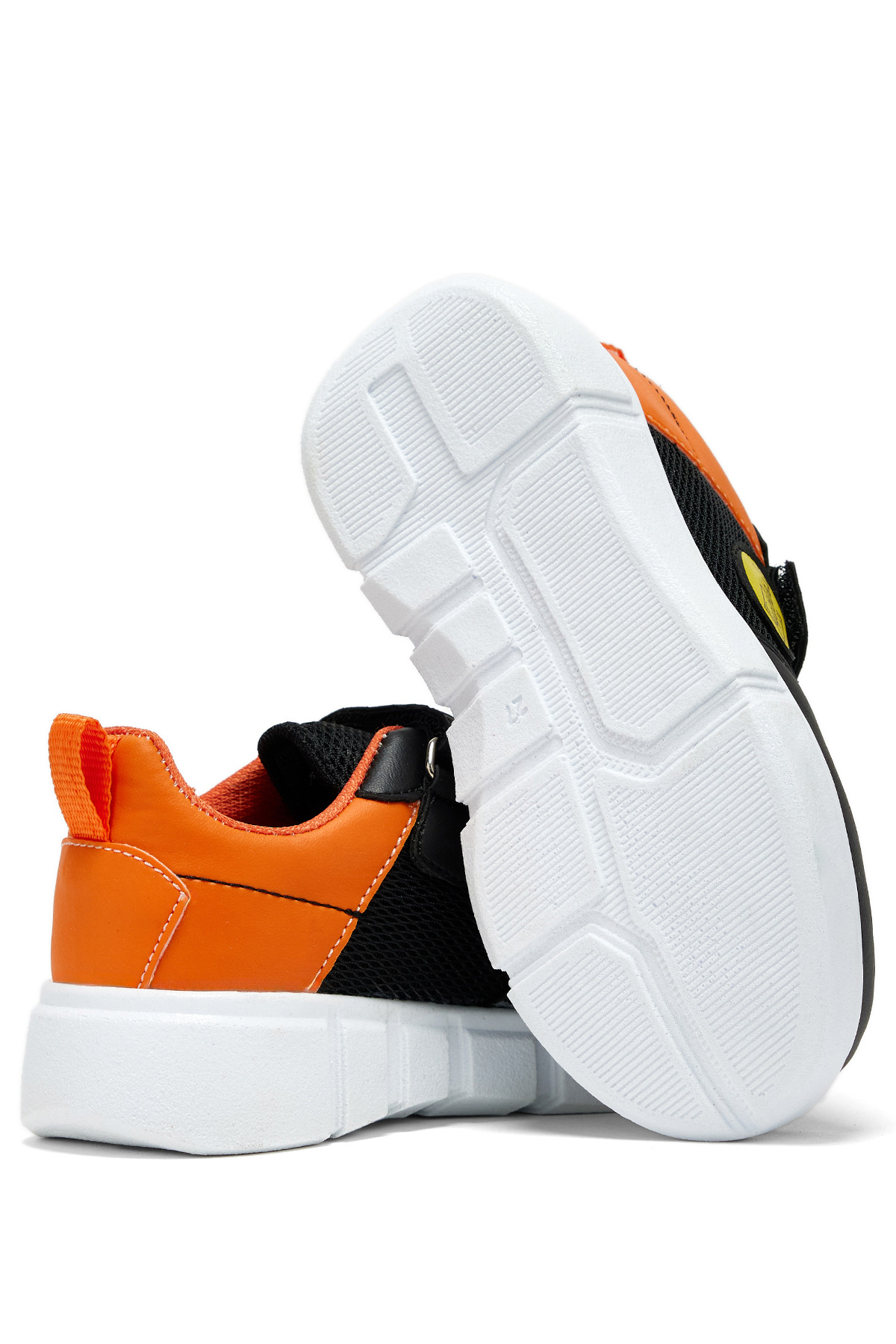 Çocuk Unisex Siyah Portakal Rahat Kalıp Cırtlı Ayakkabı - Görsel 4