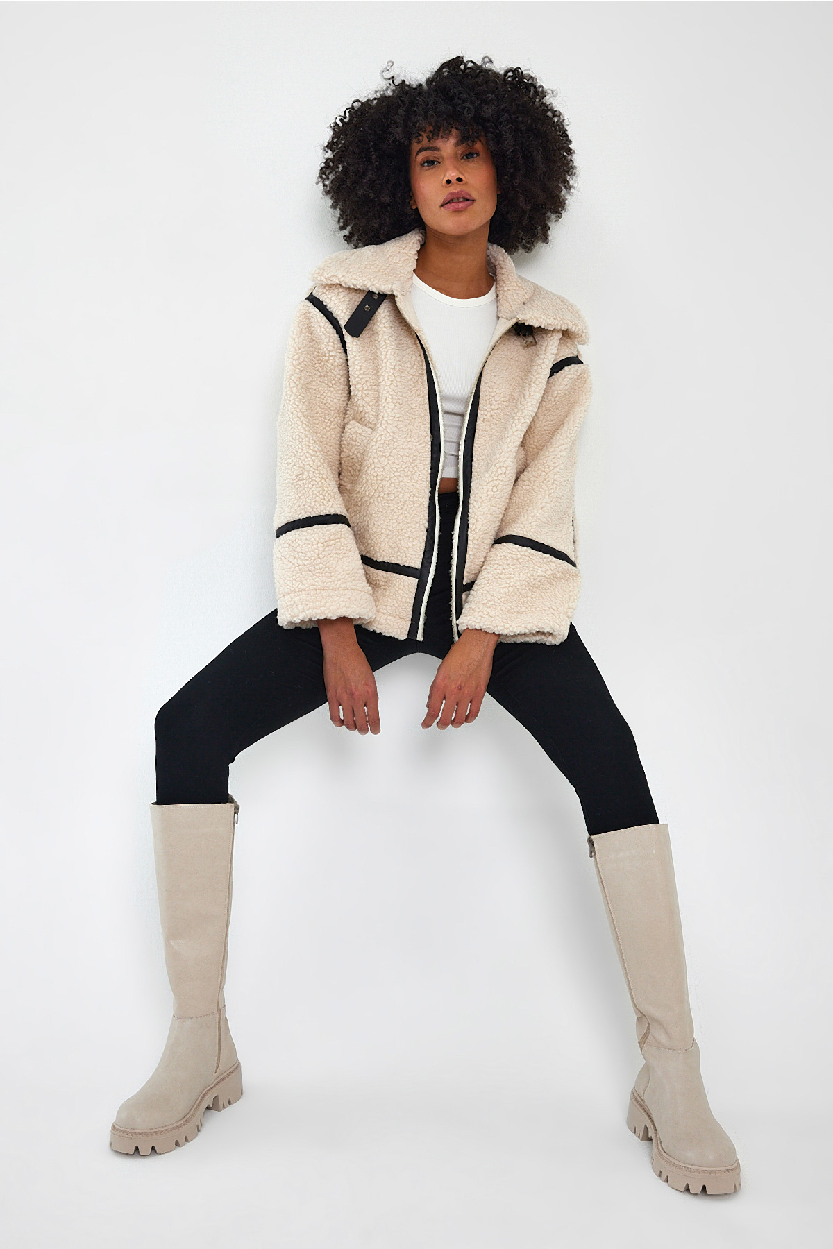 Kadın Nude Cilt Rahat Kalıp Yüksek Taban Fermuarlı Çizme - Görsel 5