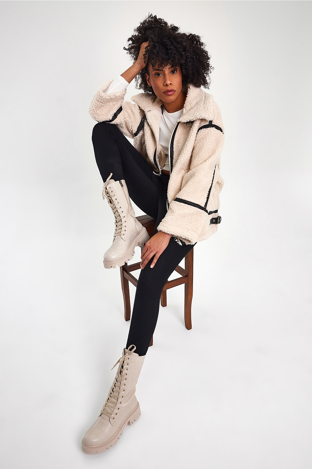 Kadın Nude Cilt Rahat Kalıp Yüksek Taban Fermuarlı Çizme - Görsel 6