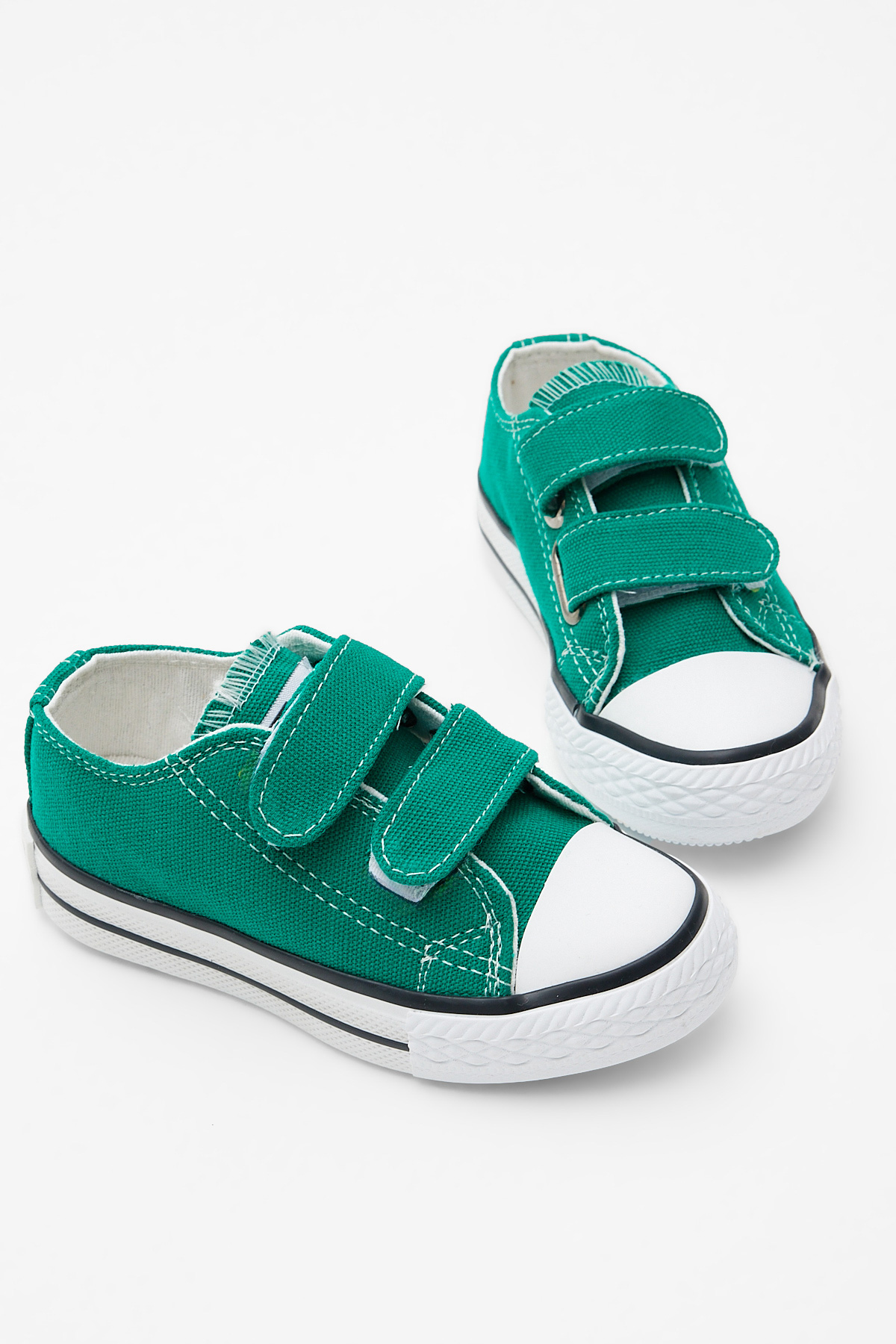 Çocuk Unisex Yeşil Kauçuk Taban Keten Cırtlı Spor Ayakkabı - Görsel 2